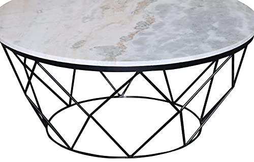 Progressive Furniture Outbound Cocktail Table - Modern Marble Top & Iron Frame - Perfect for Living Room, Lounge & Outdoor Patio Decor