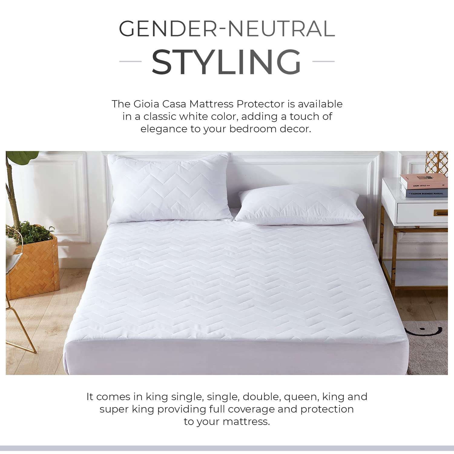100% Ultra Soft Cotton Quilted Anti-Microbial Mattress Cover Protector - Queen Size, White | Waterproof & Hypoallergenic Bedding for Allergy Relief & Comfortable Sleep