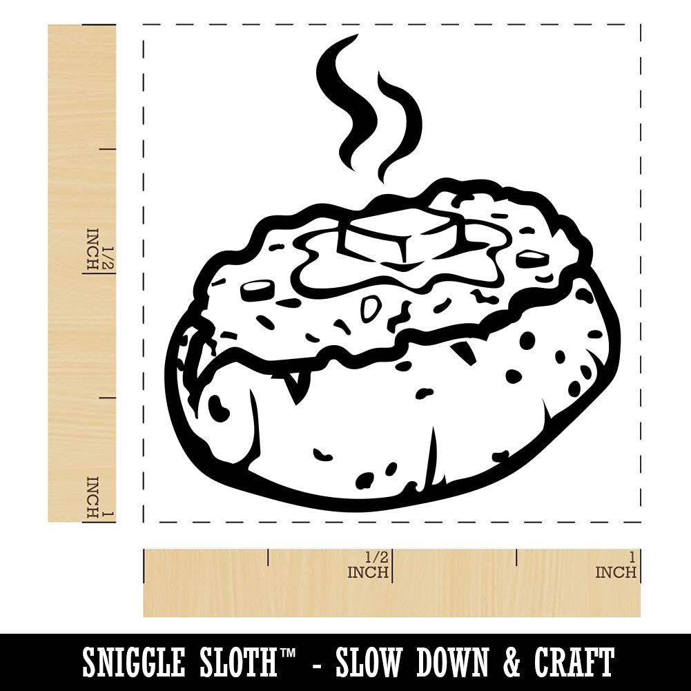 Self-Inking Rubber Stamp with Black Ink - 1 Inch Small Size for Baked Potatoes with Chives & Butter - Perfect for Food Labeling, Recipe Cards, and Kitchen Organization