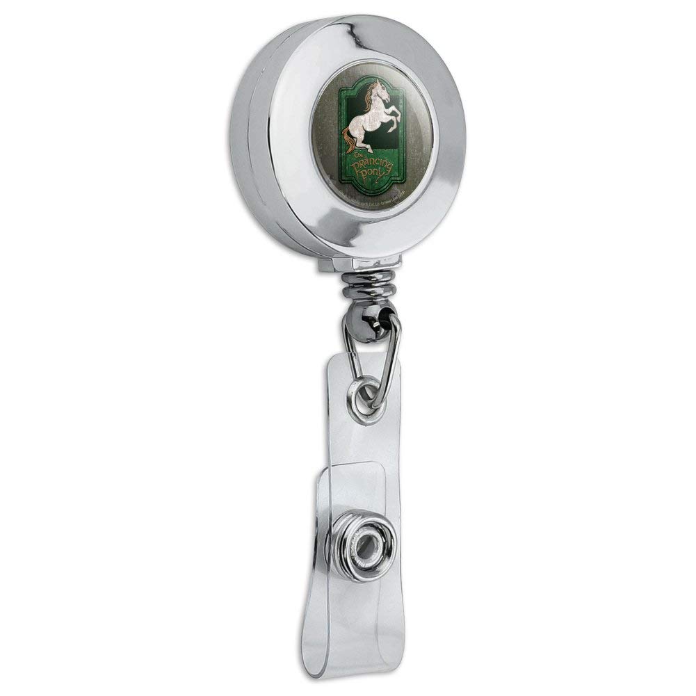 The Lord of The Rings The Prancing Pony Retractable ID Badge Reel - Chrome Metal Card Holder Clip for Work, Conventions & Cosplay