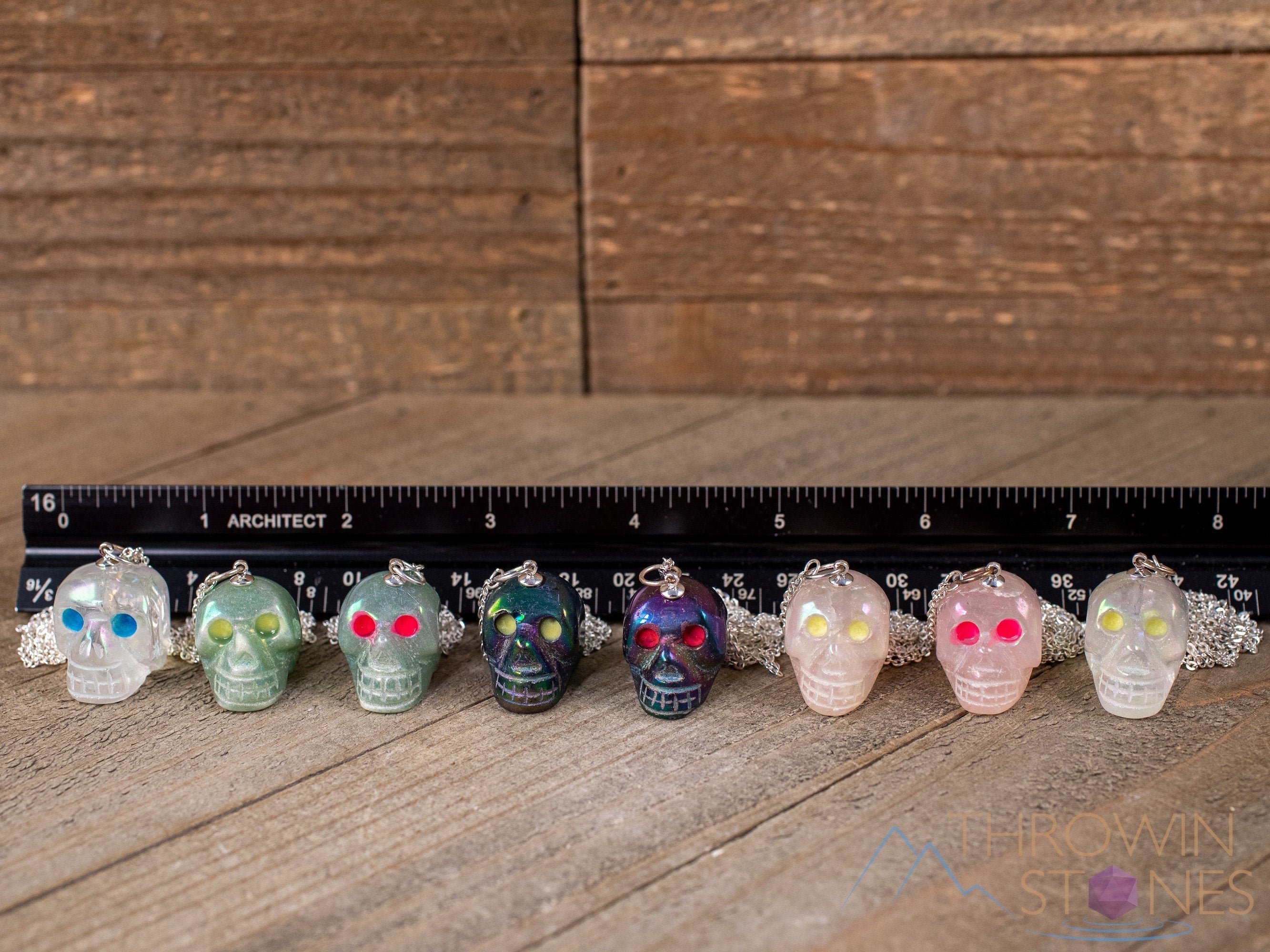 AURA QUARTZ Crystal Skull Necklace with Glow in the Dark Eyes - Pastel Goth & Crystal Jewelry for Women | Perfect for Halloween, Cosplay & Alternative Fashion (E1749)