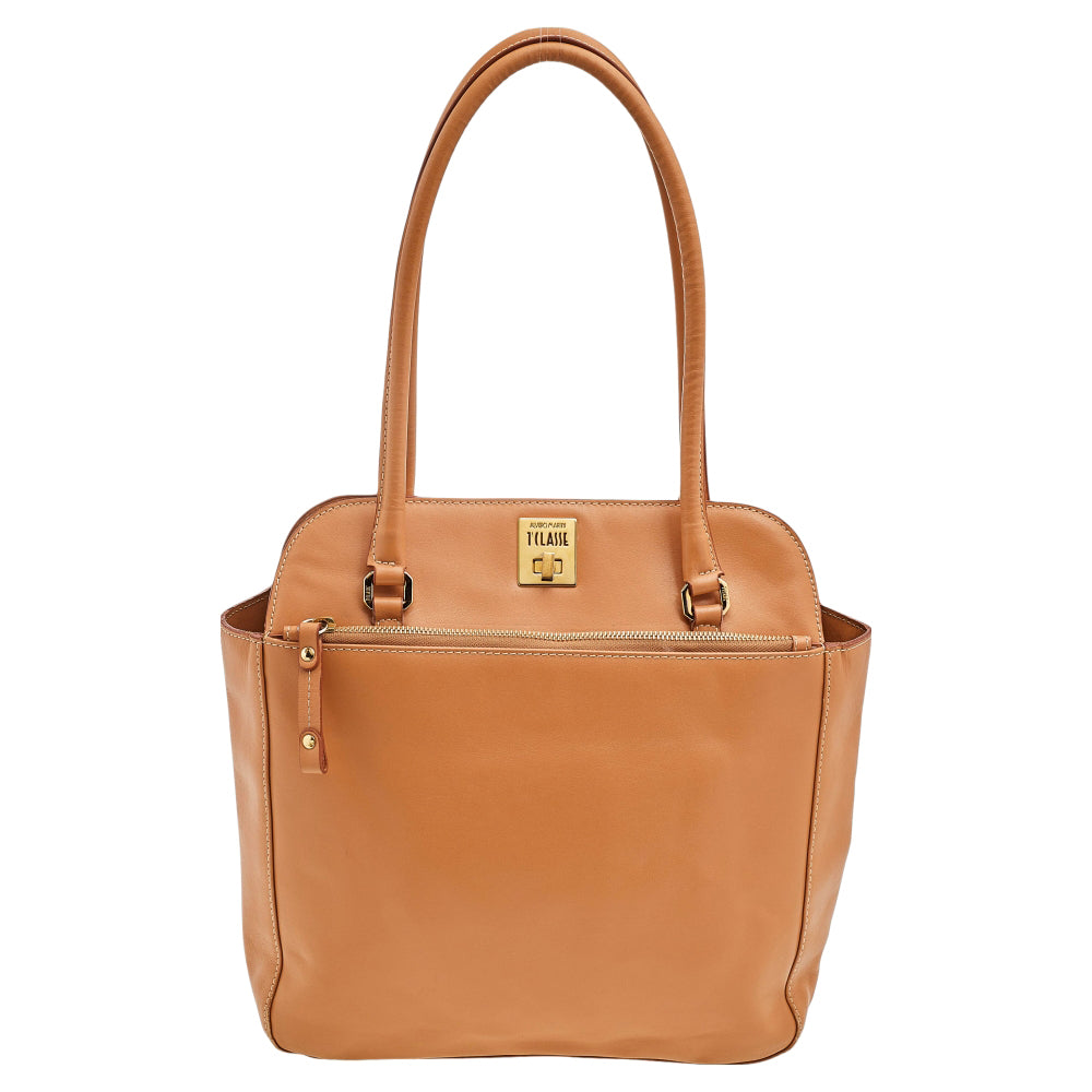 Stylish Beige Leather Tote Bag for Women - Premium Genuine Leather Handbag with Spacious Interior - Perfect for Work, Travel & Everyday Use