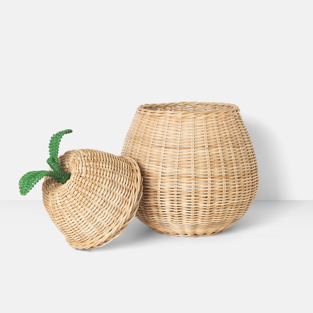 FERM LIVING Braided Pear Storage Basket - Handwoven Natural Fiber Organizer for Home, Nursery, or Office Decor