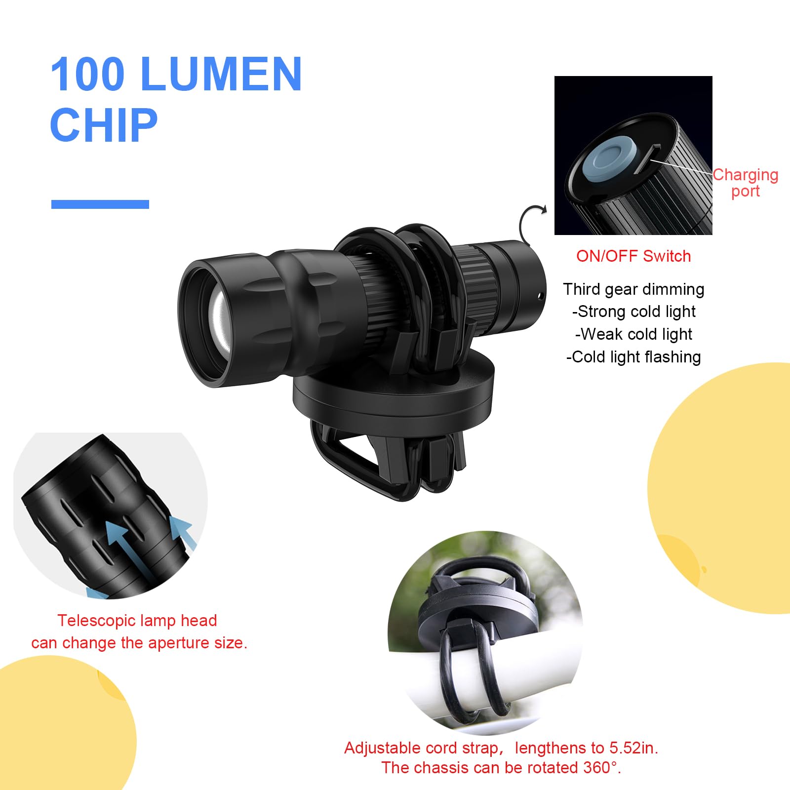 Adjustable Super Bright Waterproof Flashlight for Canes & Walkers - Crutch & Wheelchair Accessory with Fall Prevention | Perfect for Night Walking, Hiking & Outdoor Safety