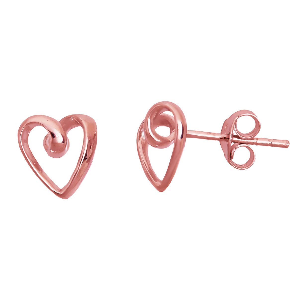 DECADENCE Sterling Silver High Polished Heart Stud Earrings for Women | 14k Gold Plated Cupid Arrow & Broken Heart Designs | Secure Friction Back Closure | Valentine's Day Gift, Anniversary Present, Everyday Jewelry