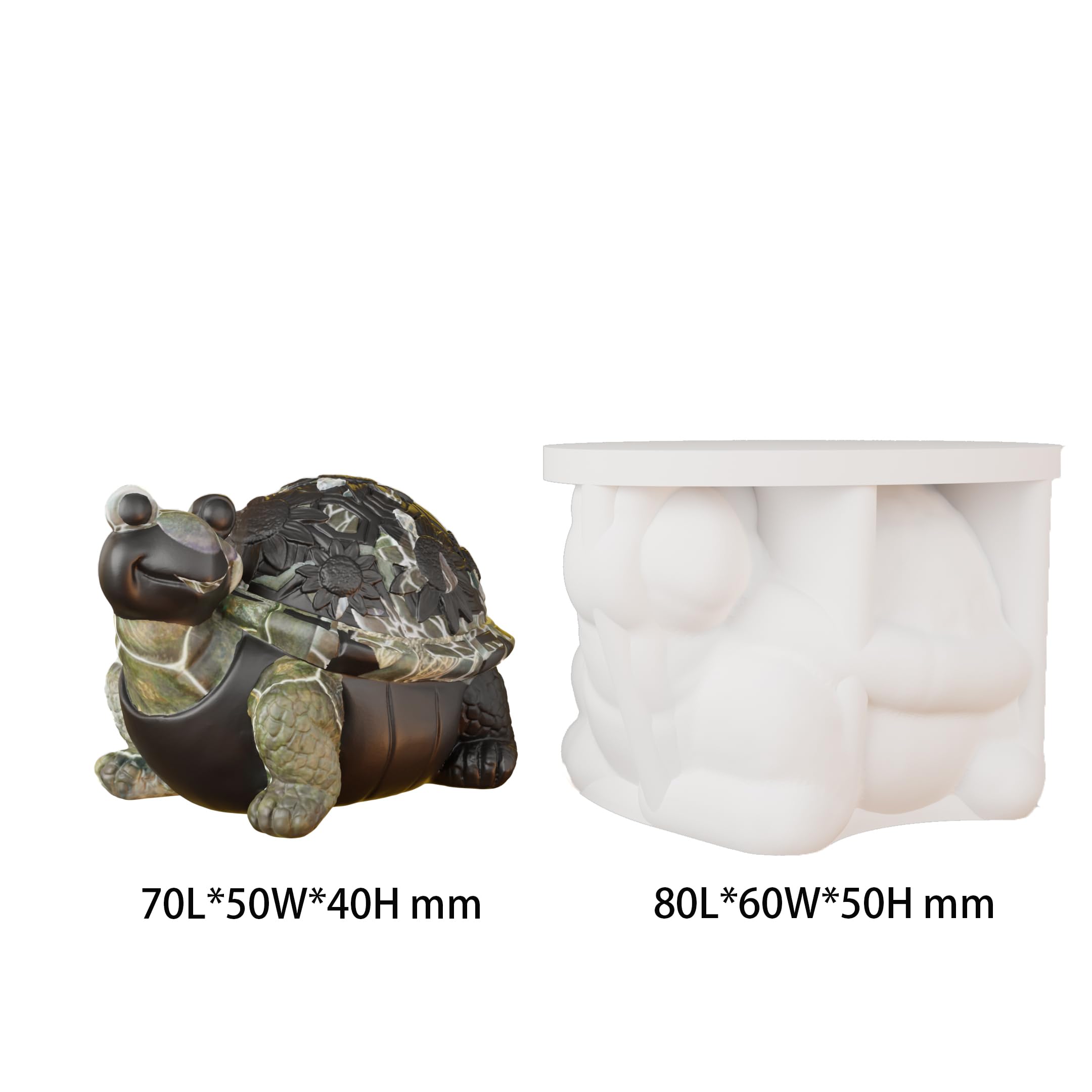 3D Silicone Turtle Mold for Resin Casting & Candle Making - DIY Home Decor, Animal Shaped Candle Mold for Crafts, Gifts, and Party Decorations