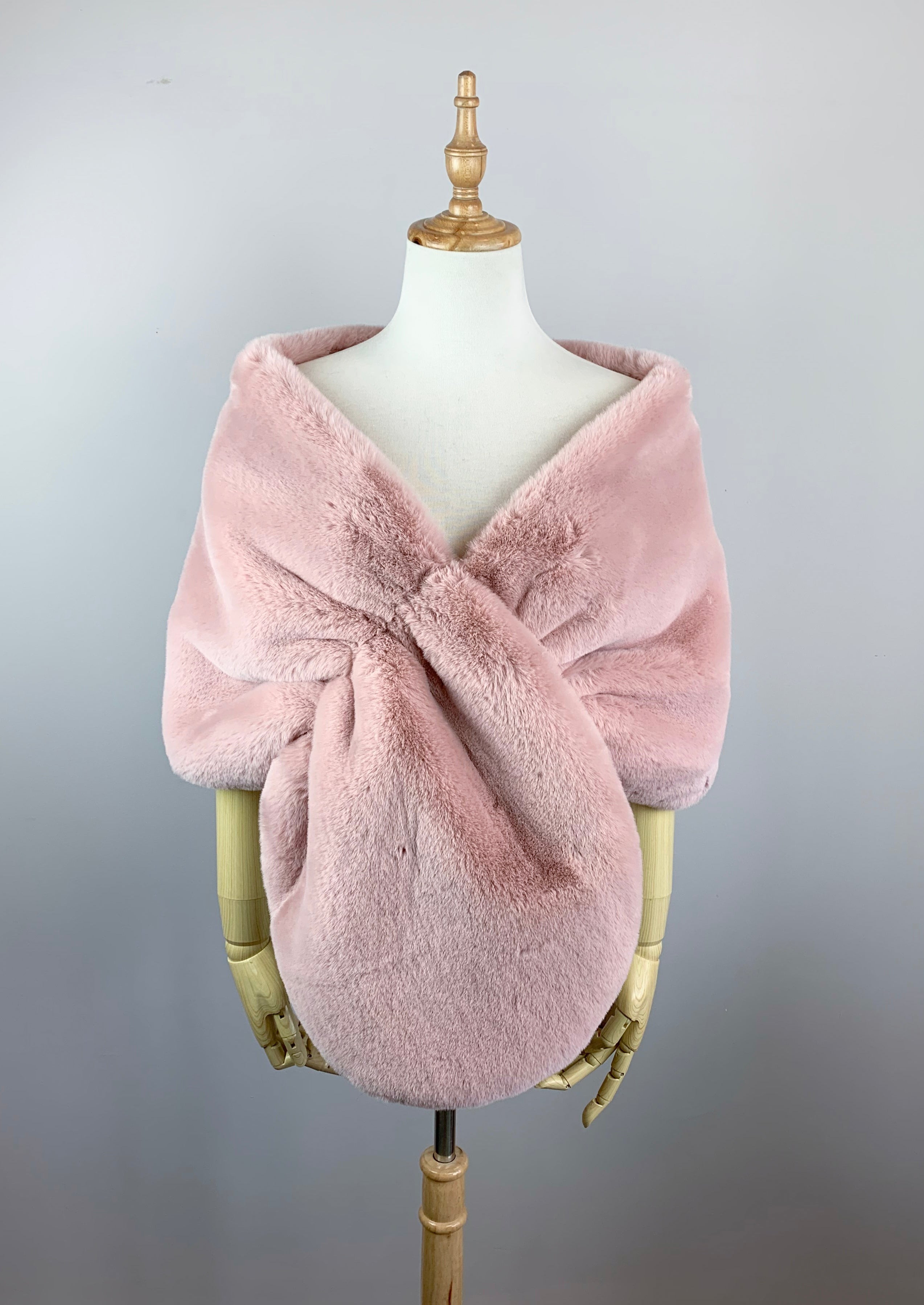 Pink Faux Fur Shawl Wrap - Soft & Warm Winter Scarf for Women (Audrey Pin05) - Perfect for Parties, Weddings, and Cold Weather Fashion