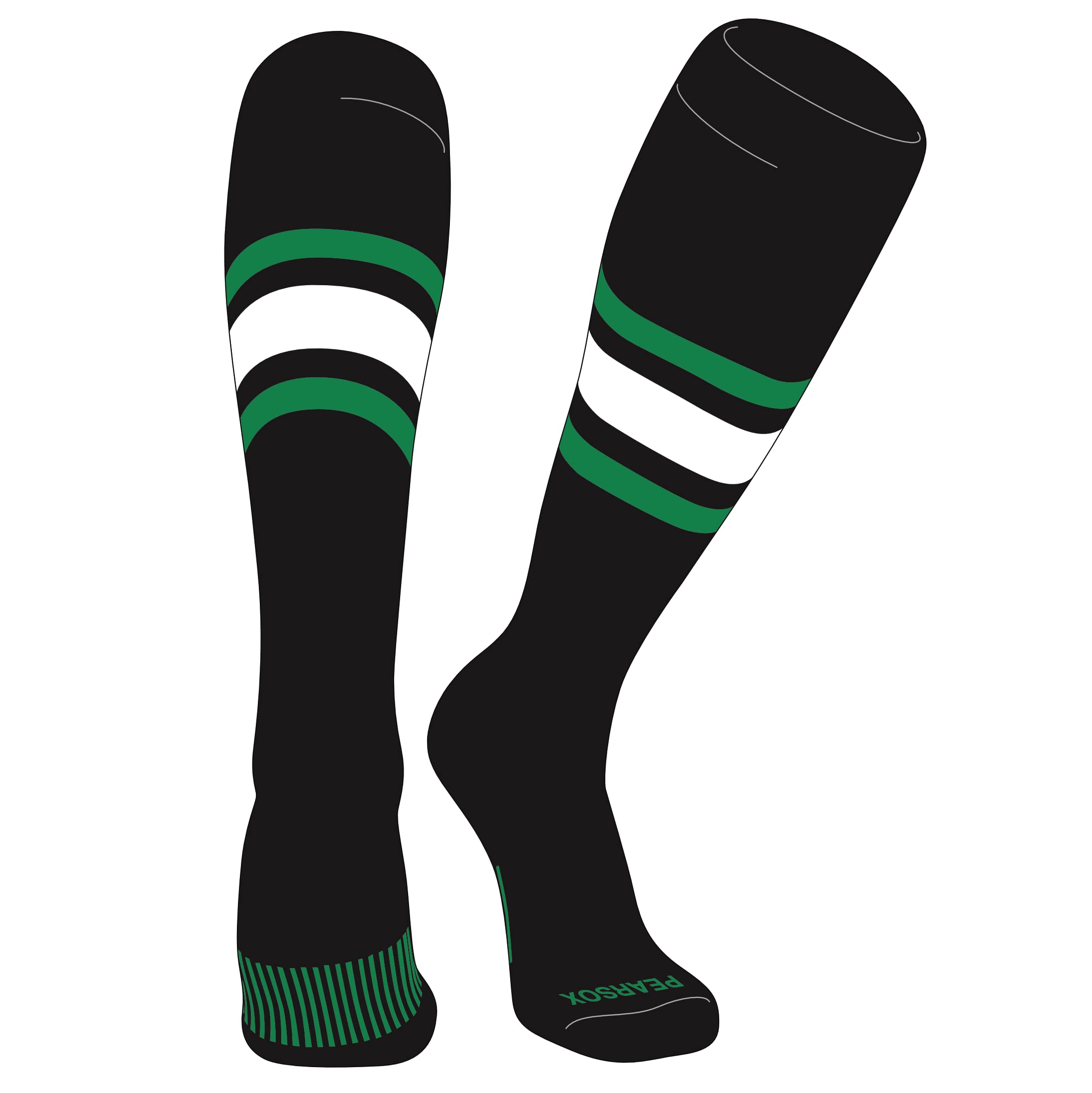 PEAR SOX Striped Athletic Socks for Baseball, Softball & Football - Breathable Compression Socks for Men & Women (Black/Gold/Graphite) - Perfect for Sports, Training & Casual Wear