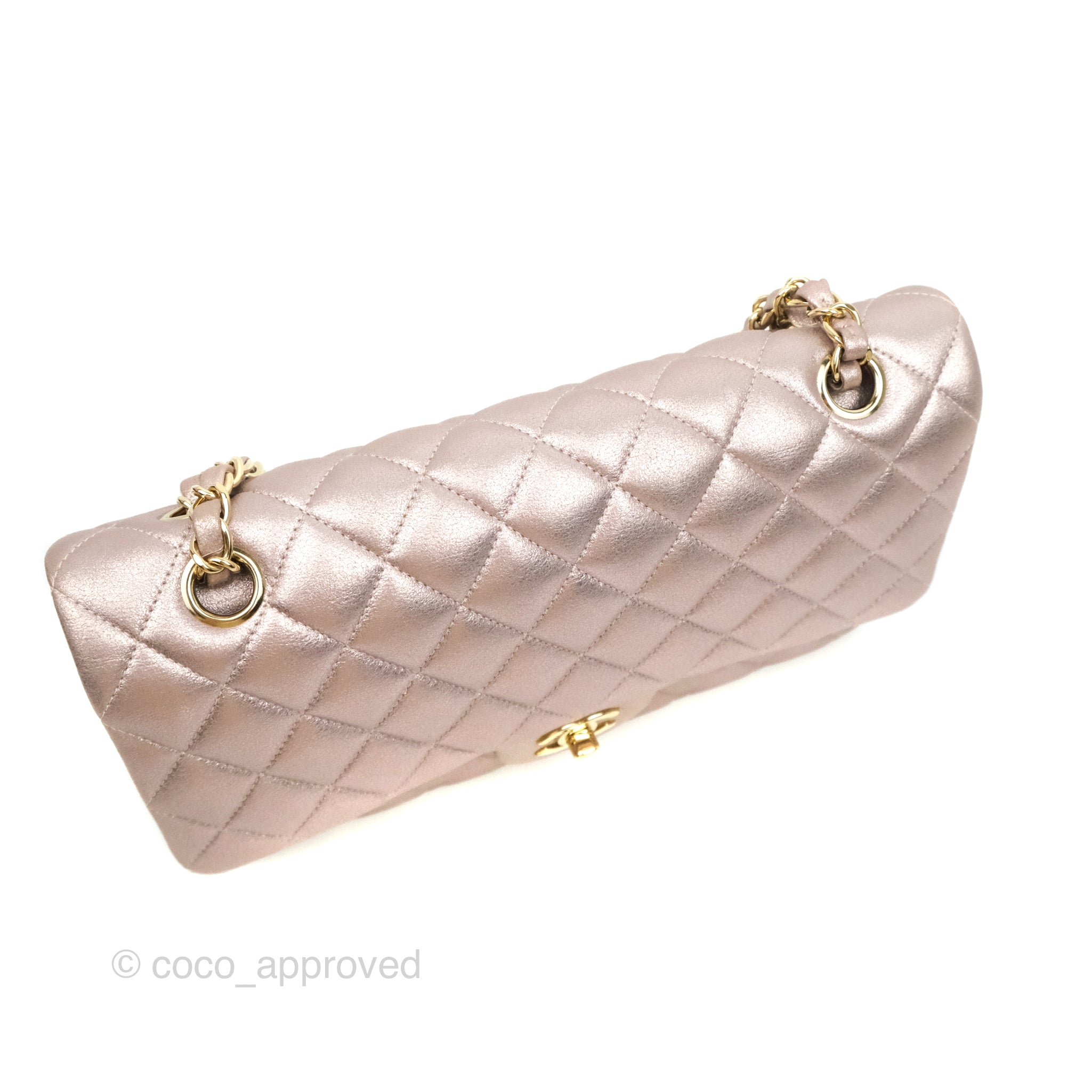 Chanel Classic M/L Medium Double Flap Bag in Rose Gold Pink Lambskin with Gold Hardware - Luxury Handbag for Women, Perfect for Parties, Weddings & Special Occasions
