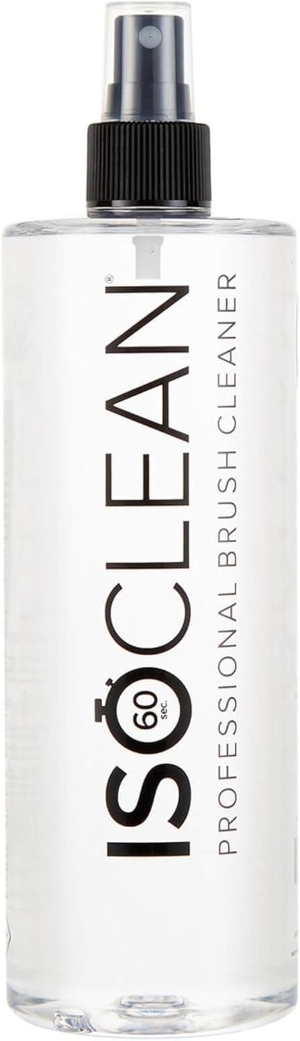 ISOCLEAN Makeup Brush Cleaner with Spray Top - Vegan & Cruelty-Free Liquid Brush Cleaner for Makeup Brushes, Sponges & Beauty Tools - No Rinse Formula, Dries in 60 Seconds - 275ml - Perfect for Quick Cleaning Between Makeup Applications & Professional Salon Use