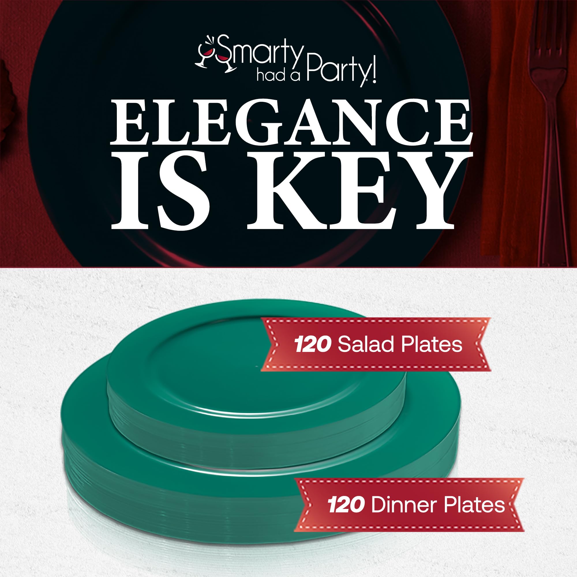 240-Piece Premium Green Disposable Plate Set - 120 10.25