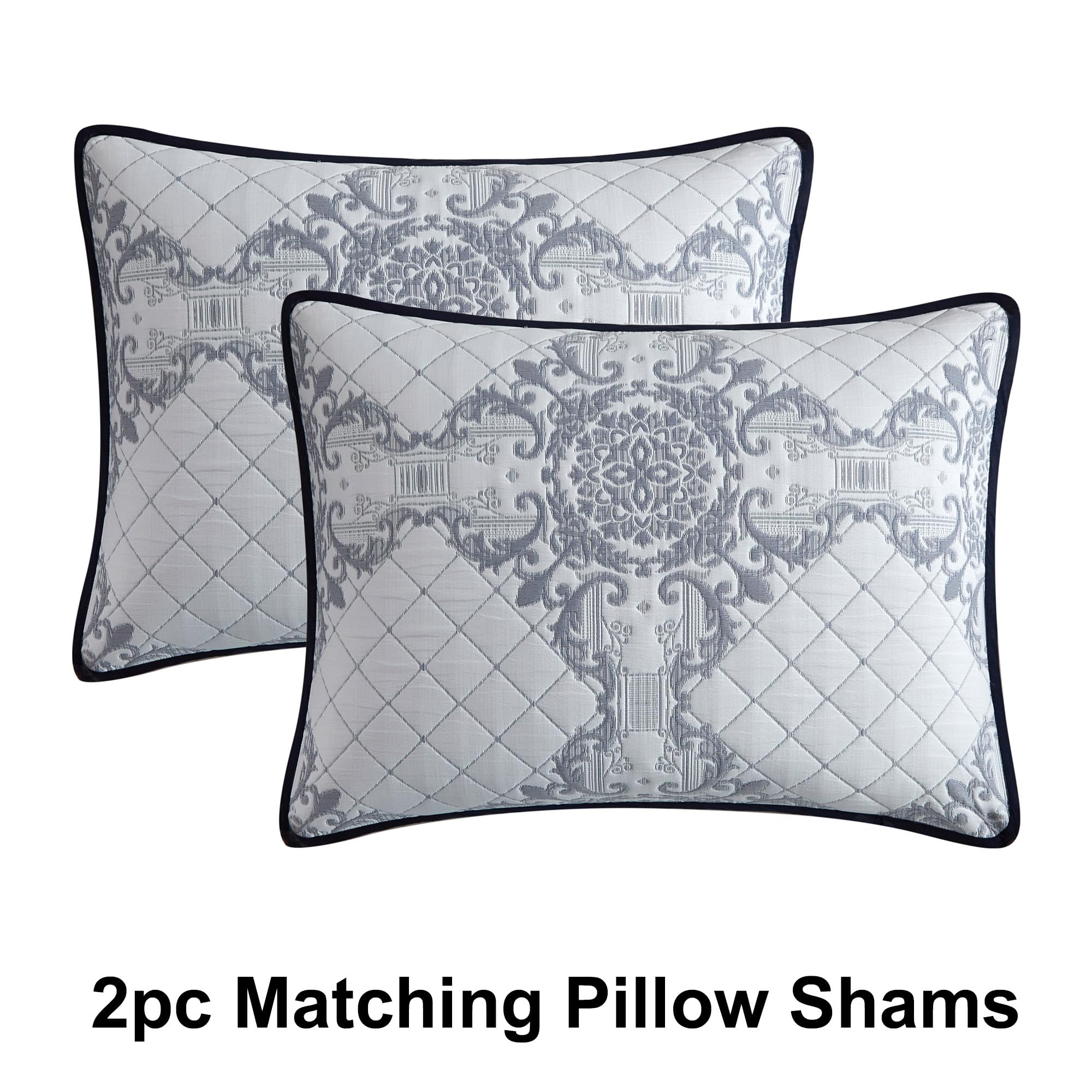 Stratford Park Beige Navy 3-Piece Queen Size Quilt Set | Microfiber Double Pinsonic Quilting | All-Season Bedspread | Perfect for Master Bedroom, Guest Room & Dorm Decor