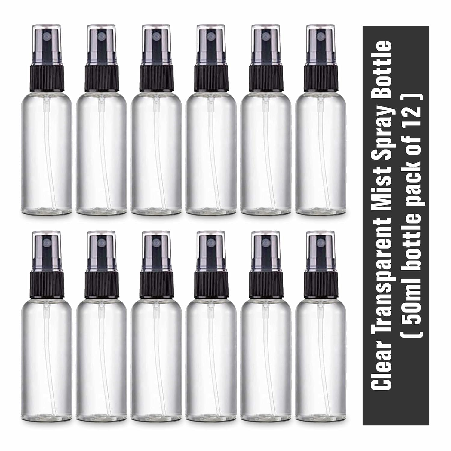 Kienlix 12-Pack 50ml Clear Empty Fine Mist Spray Bottles - Refillable Plastic Travel Containers for Hair, Skin & Essential Oils | Perfect for DIY, Beauty & Travel