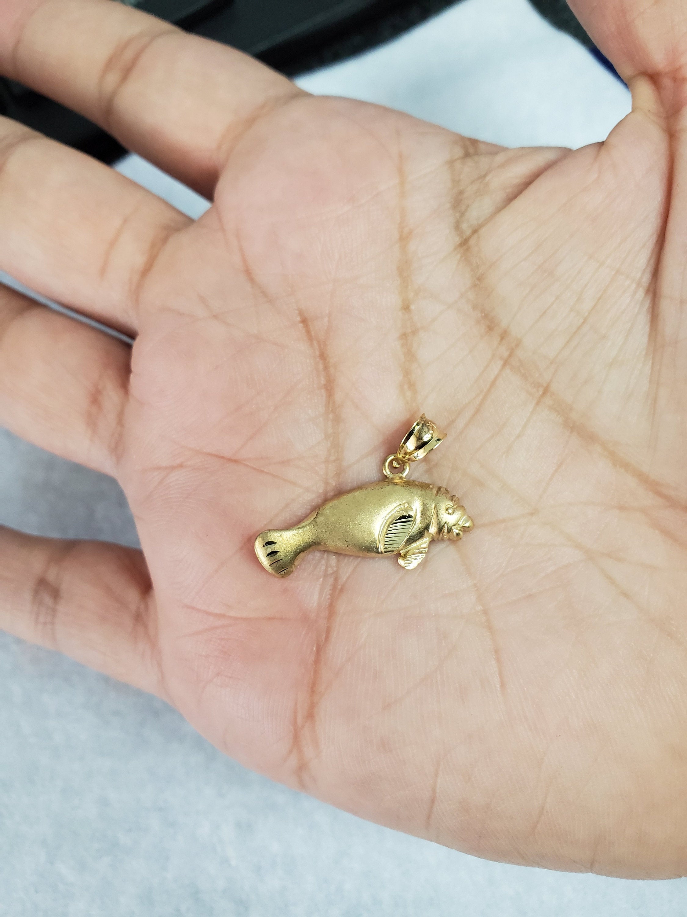 Diamond Cut Manatee Charm Pendant - Elegant Necklace for Women, Perfect Gift for Animal Lovers & Nature Enthusiasts | Ideal for Casual Wear, Beach Outings & Ocean-Themed Jewelry Collections