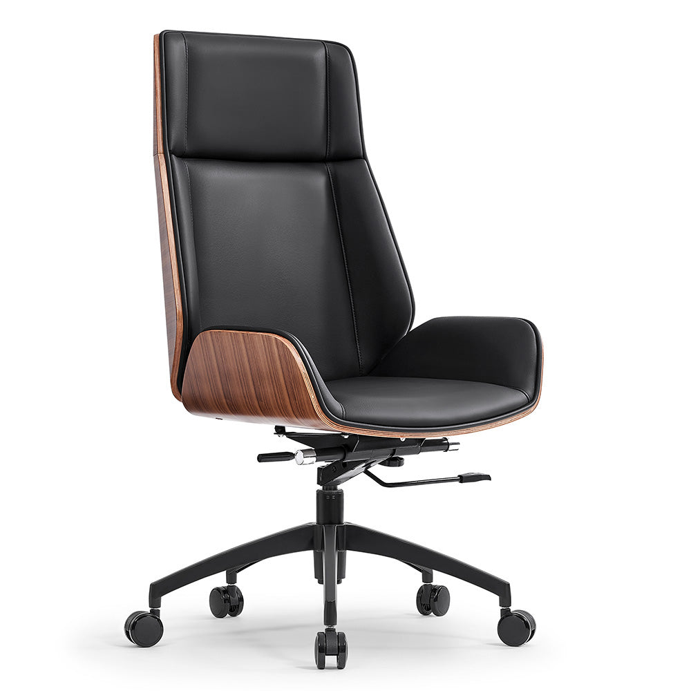 Ergonomic TYLER High Back Office Chair with Walnut & Black Finish - Perfect for Home Office, Gaming, and Workspace Comfort