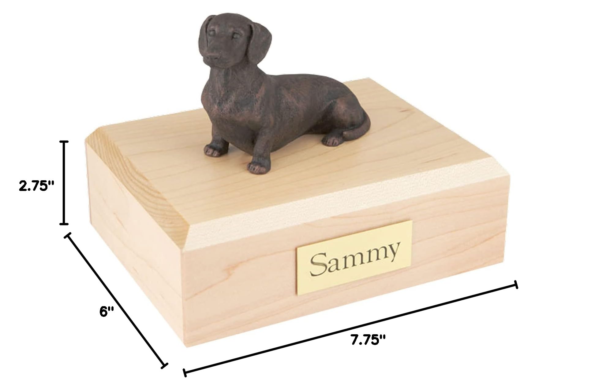 Personalized Small Dachshund Pet Cremation Urn for Ashes - Solid Wood Dog Memorial Urn (Maple, Oak, Walnut) with Handcrafted Resin Figurine - Holds Up to 45lbs - Perfect for Home Memorials, Pet Loss Gifts & Remembrance Ceremonies