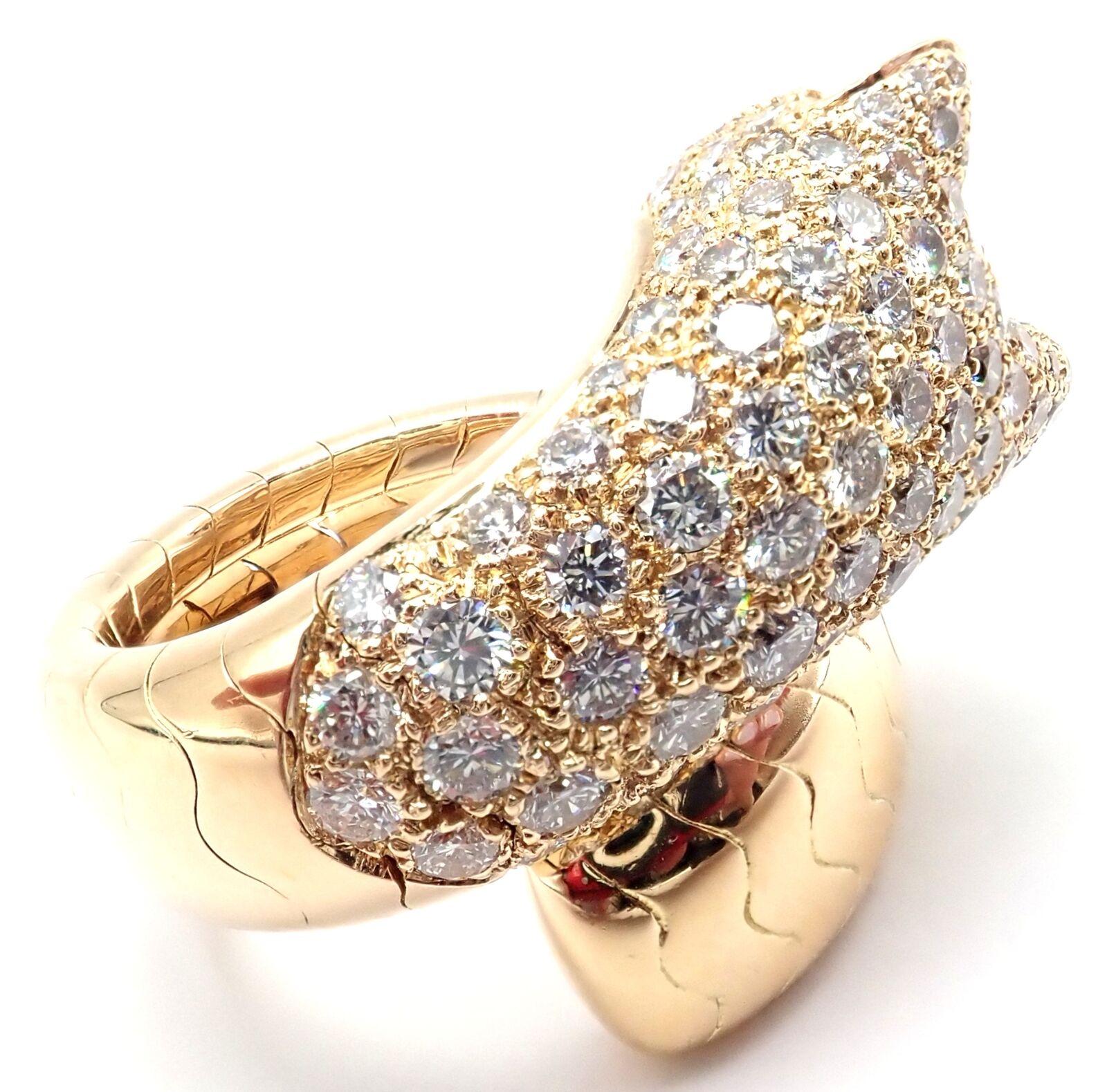 Authentic Cartier Panther 18k Yellow Gold Diamond Emerald Onyx Band Ring - Luxury Jewelry for Women, Perfect for Weddings, Anniversaries & Special Occasions