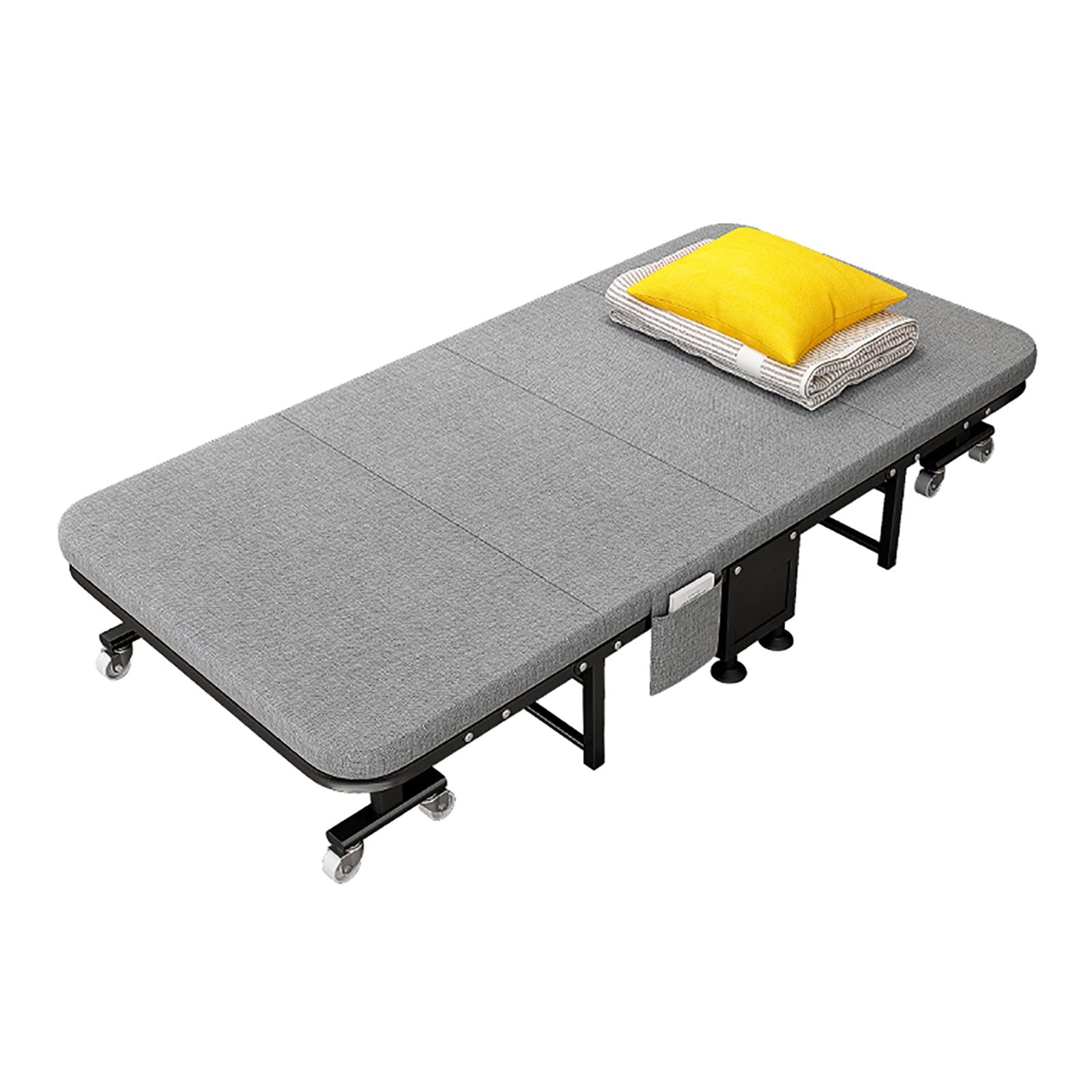 ZBYL Folding Guest Bed with Foam Mattress - Portable Sofa Rollaway Cot with Wheels & Sturdy Metal Frame (190×60×30cm) - Perfect for Spare Rooms, Office Naps & Overnight Guests