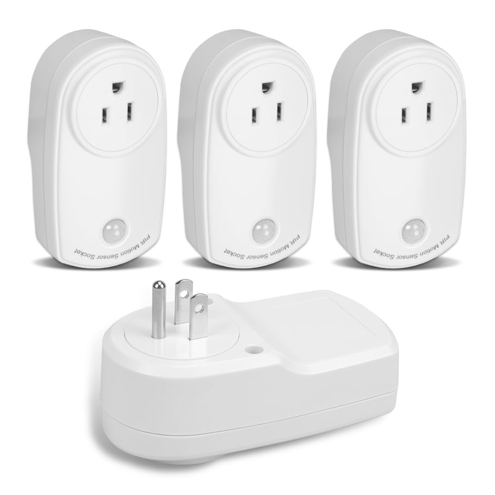 ZORZA 4-Pack Motion Sensor Light Socket Plug - 120V/60Hz, 120° Detection Range - Automatic Night Light for Hallways, Closets & Staircases (Ideal for Home Security & Energy Saving)