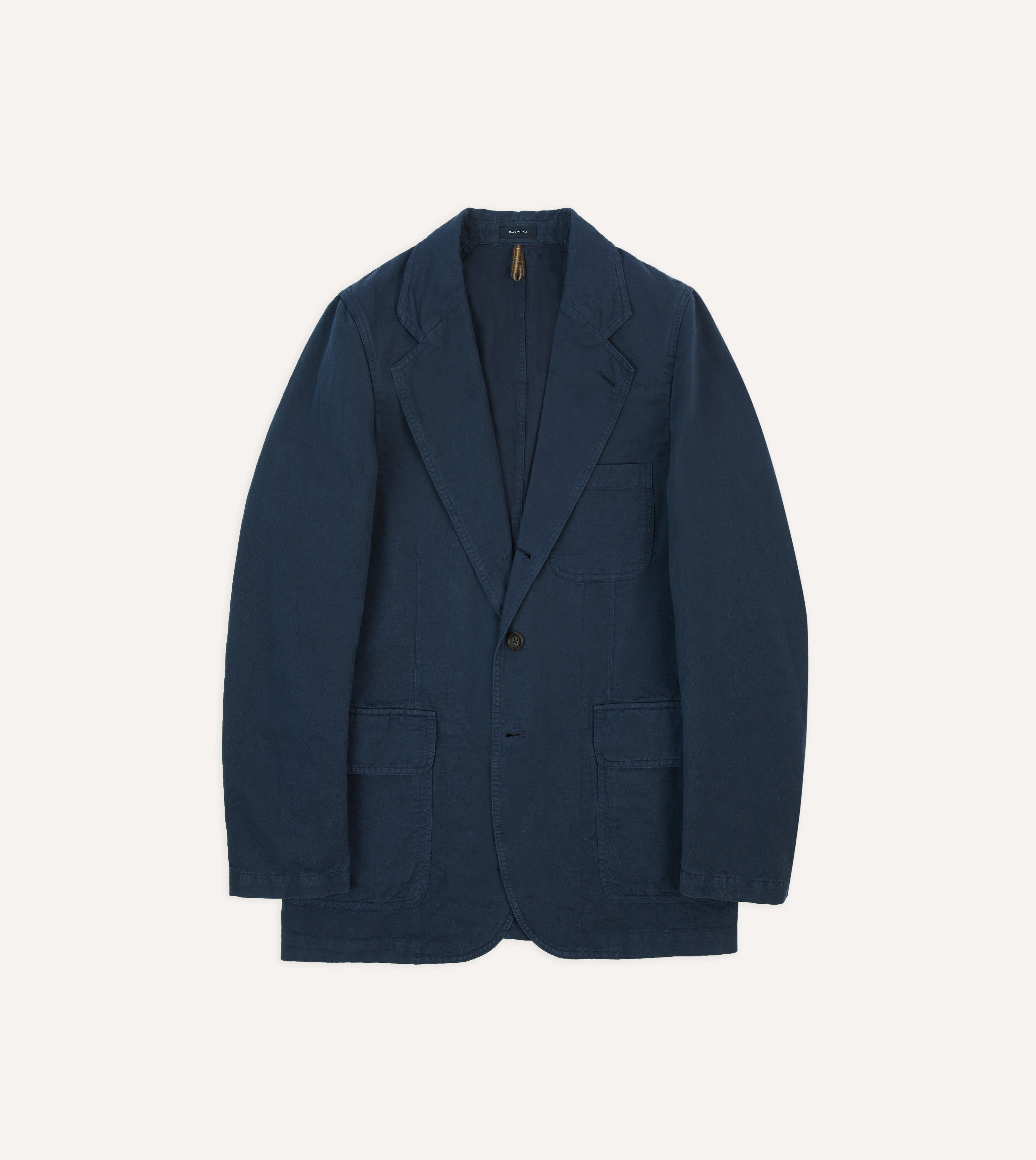 Navy Blue Cotton Linen Blazer for Men - Classic Casual Sports Jacket with Notch Lapel | Perfect for Office, Weddings & Outdoor Events