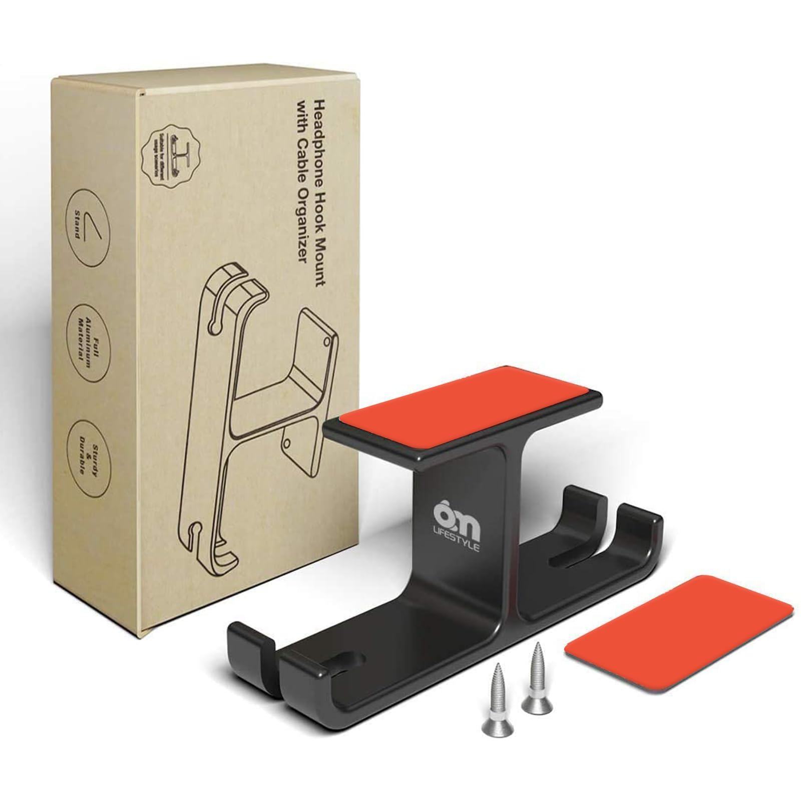 6amLifestyle Gaming Headphone Hanger - Aluminum Dual Headset Holder with Cable Organizer, Under Desk Mount for PC & Console Gaming Setup - Perfect for Home Office, Gaming Stations & Work Desks