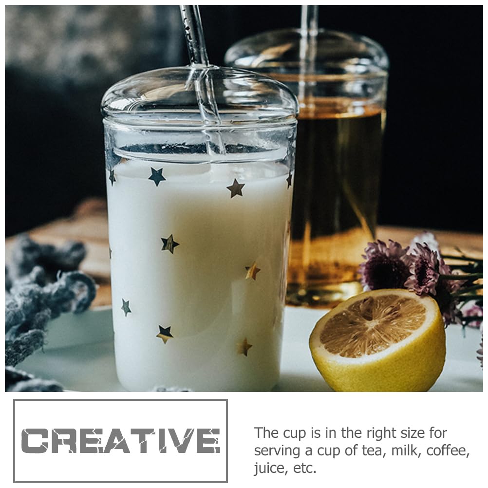 DOITOOL 16 oz Glass Tumbler with Lid and Straw - Reusable Iced Coffee Cup, Smoothie Cup & Bubble Tea Cup - Perfect for Cold Drinks, Juice, Tea and Coffee at Home, Office or Travel