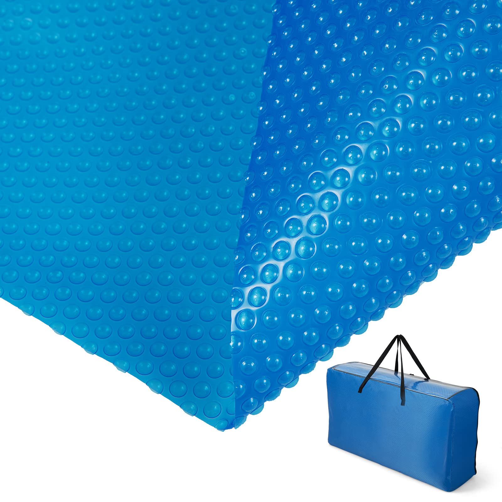 Goplus 18 x 36 FT Solar Pool Cover with Carrying Bag - Blue Bubble Thermal Blanket for In-Ground & Above-Ground Swimming Pools, Hot Tubs & Spas | Retains Heat, Saves Energy, Perfect for Backyard, Patio & Outdoor Use