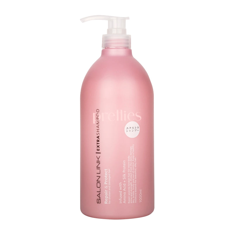 Kumano Yushi Salon Link Extra Shampoo 1000ml - Repair & Protect Damaged Hair with European Floral Scent | Pink Bottle | For Dry, Frizzy & Color-Treated Hair at Home or Salon Use