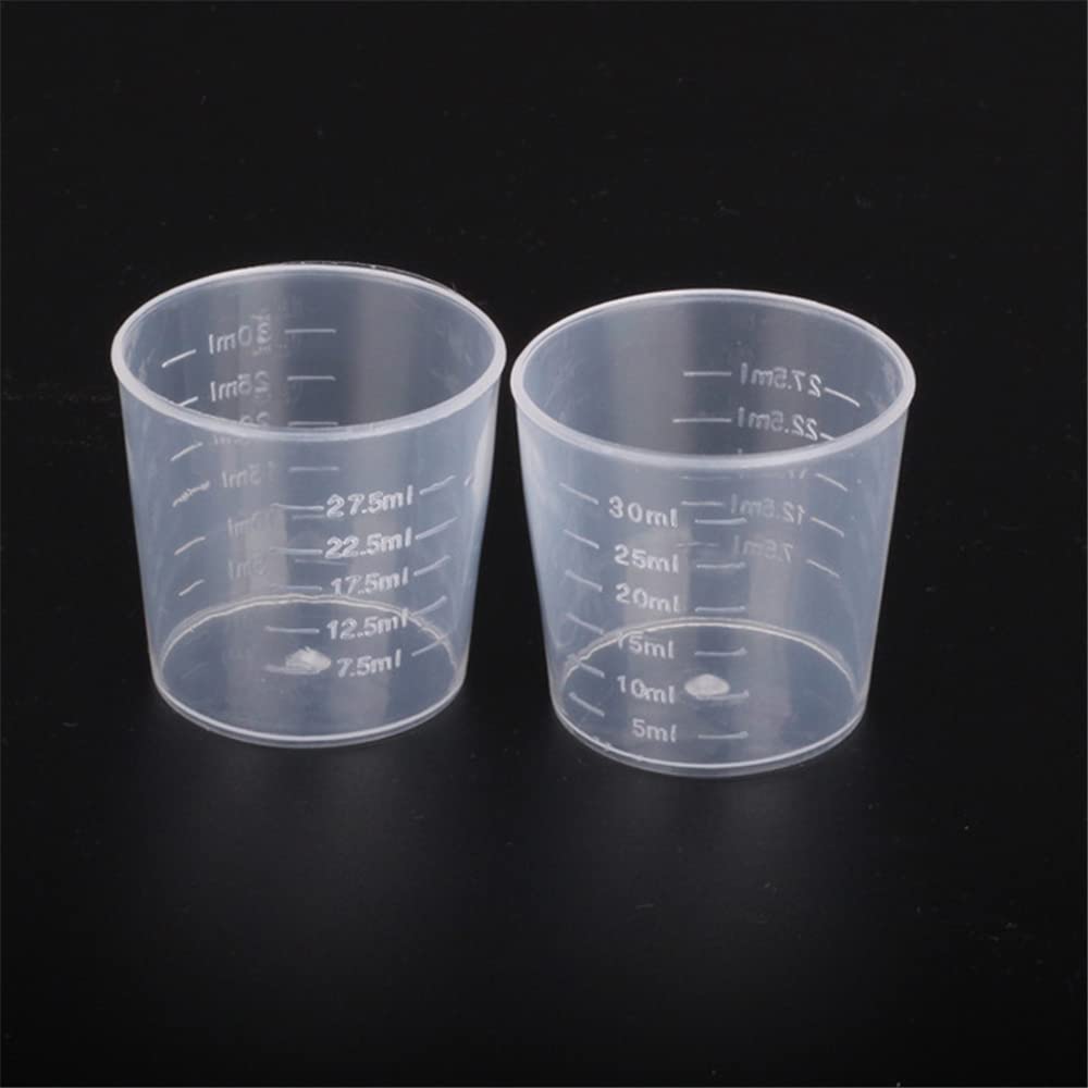 10-Pack 30ml Plastic Liquid Measuring Cups - Clear Transparent Graduated Kitchen Tools for Cooking, Baking, Medicine & Essential Oils | Perfect for Home, Lab & DIY Projects