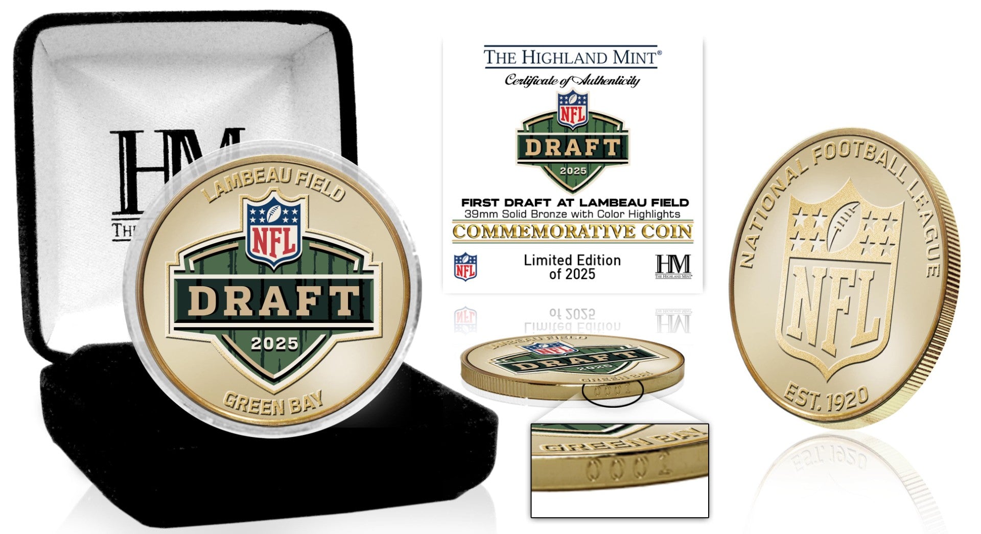 2025 NFL Draft Lambeau Field Commemorative Bronze Coin - Collectible Sports Memorabilia for Football Fans and Coin Collectors (Perfect for Display, Gifts, and Special Events)