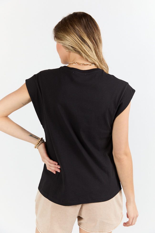 Classic Black Cap Sleeve Knit T-Shirt for Women - Soft Cotton Casual Tee for Everyday Wear | Perfect for Layering, Work, and Weekend Outfits