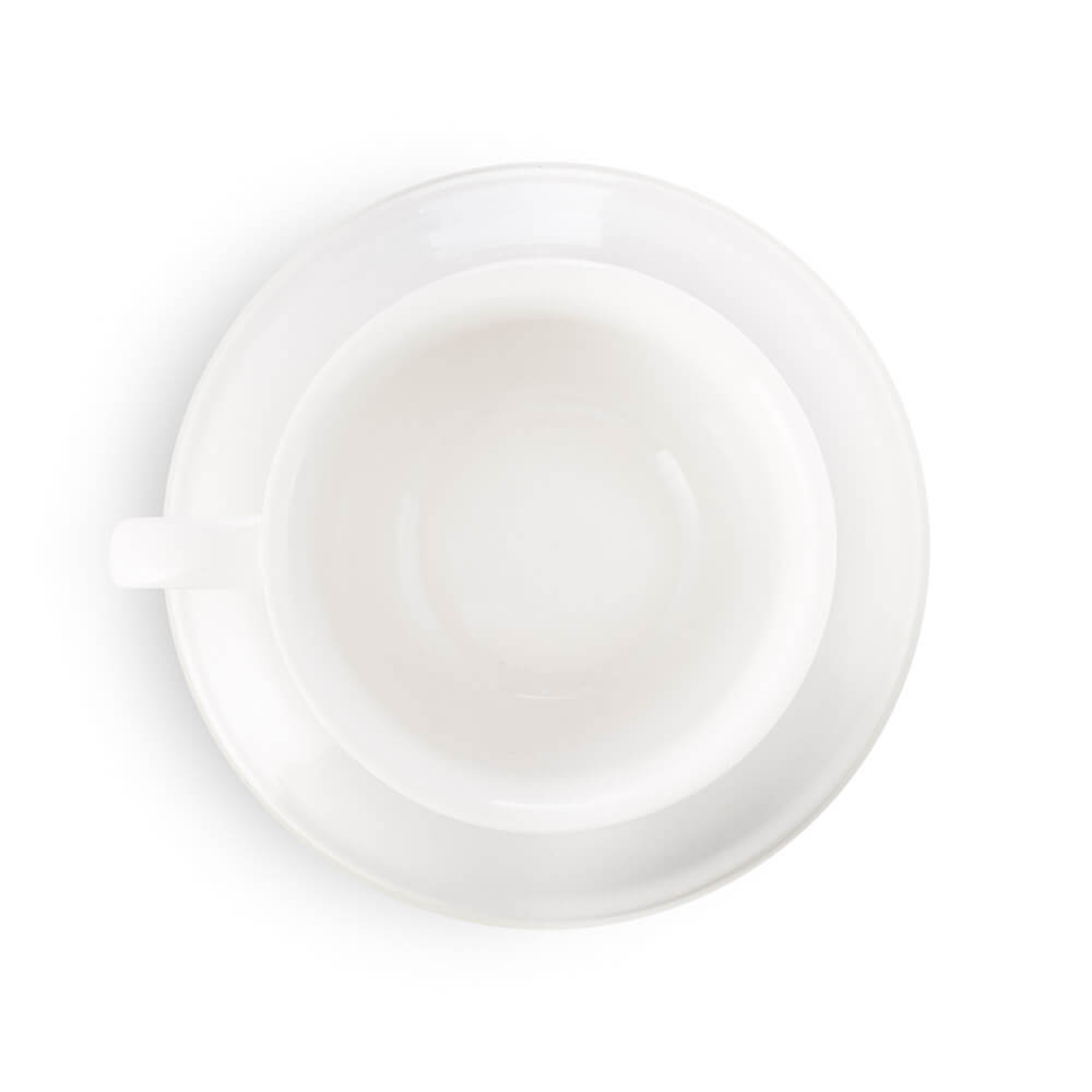 Premium White Porcelain Latte Cup & Saucer Set - 8oz/252ml Espresso Coffee Cups for Home, Café & Restaurant Use - Durable Ceramic Coffee Mugs for Cappuccino, Latte & Hot Beverages