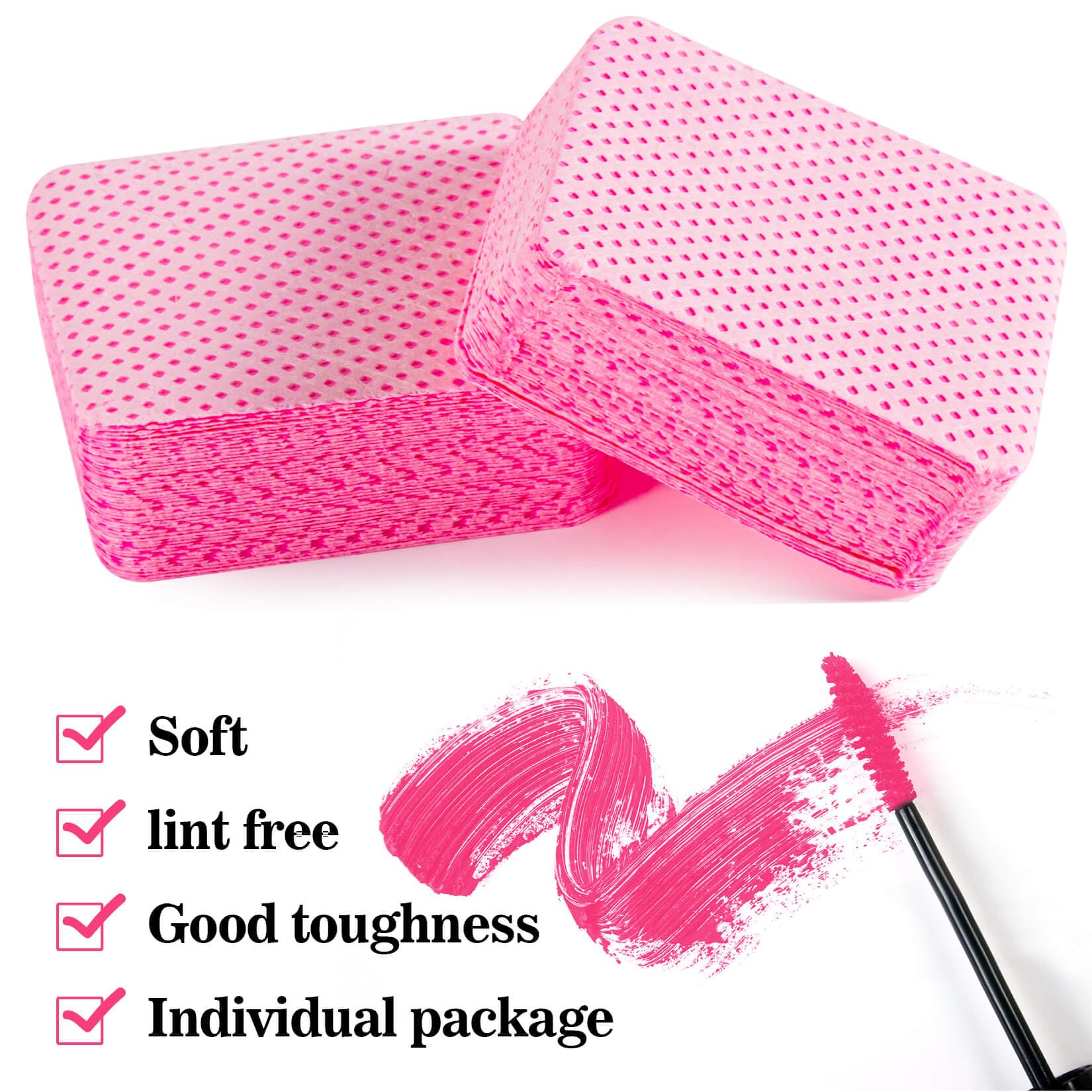 1200 Lint-Free Nail Wipes for Acetone & Nail Polish Remover - Pink Soft Nail Pads for Gel Nails, Lash Extensions & Nail Glue - No Lint, Gentle & Absorbent - Perfect for Salon, Home Manicure & Professional Nail Care