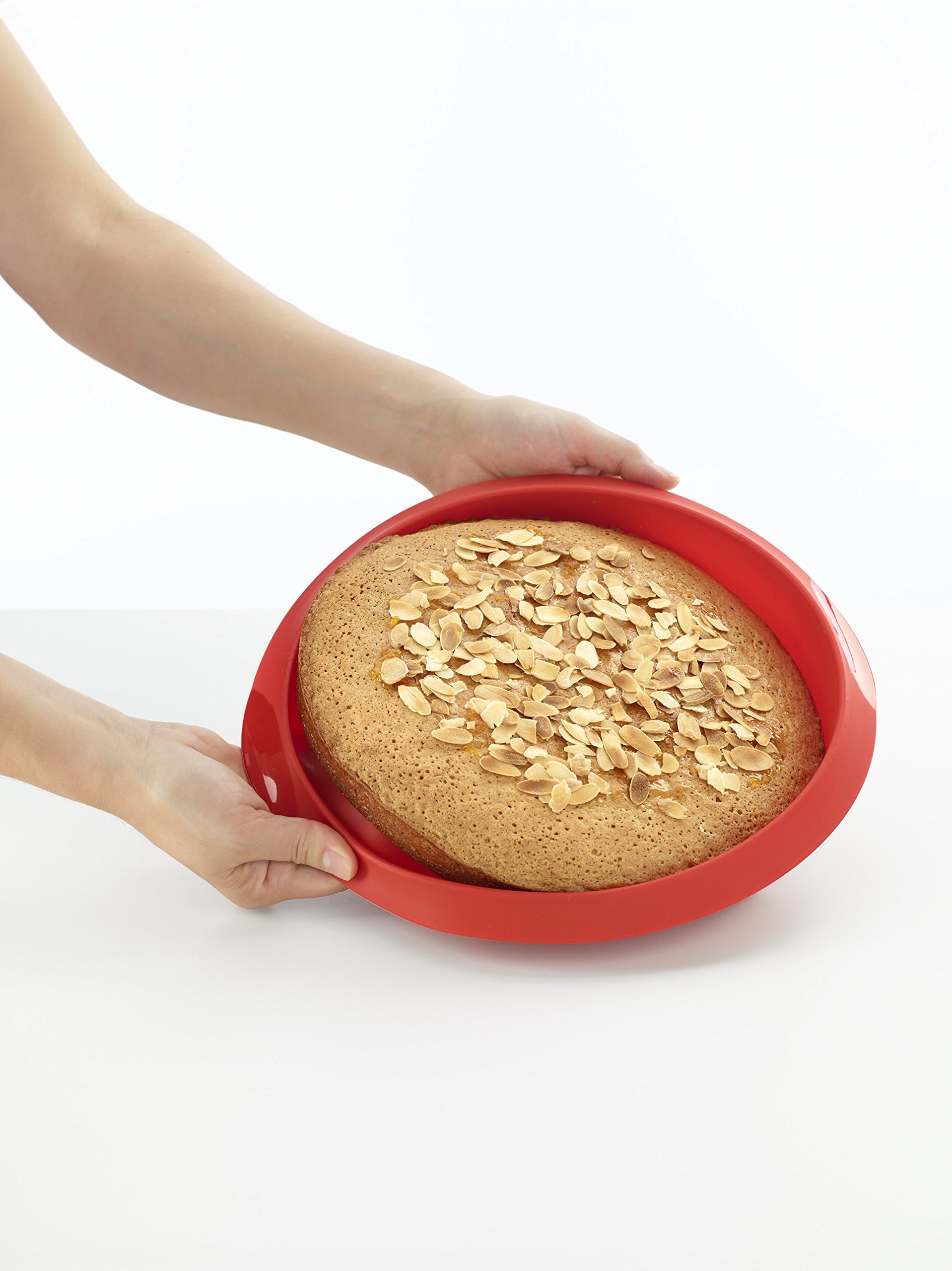 Lekue 9.5 Inch Round Cake Pan for Baking - Non-Stick Red Silicone Mold | Perfect for Birthday Cakes, Wedding Cakes & Home Baking