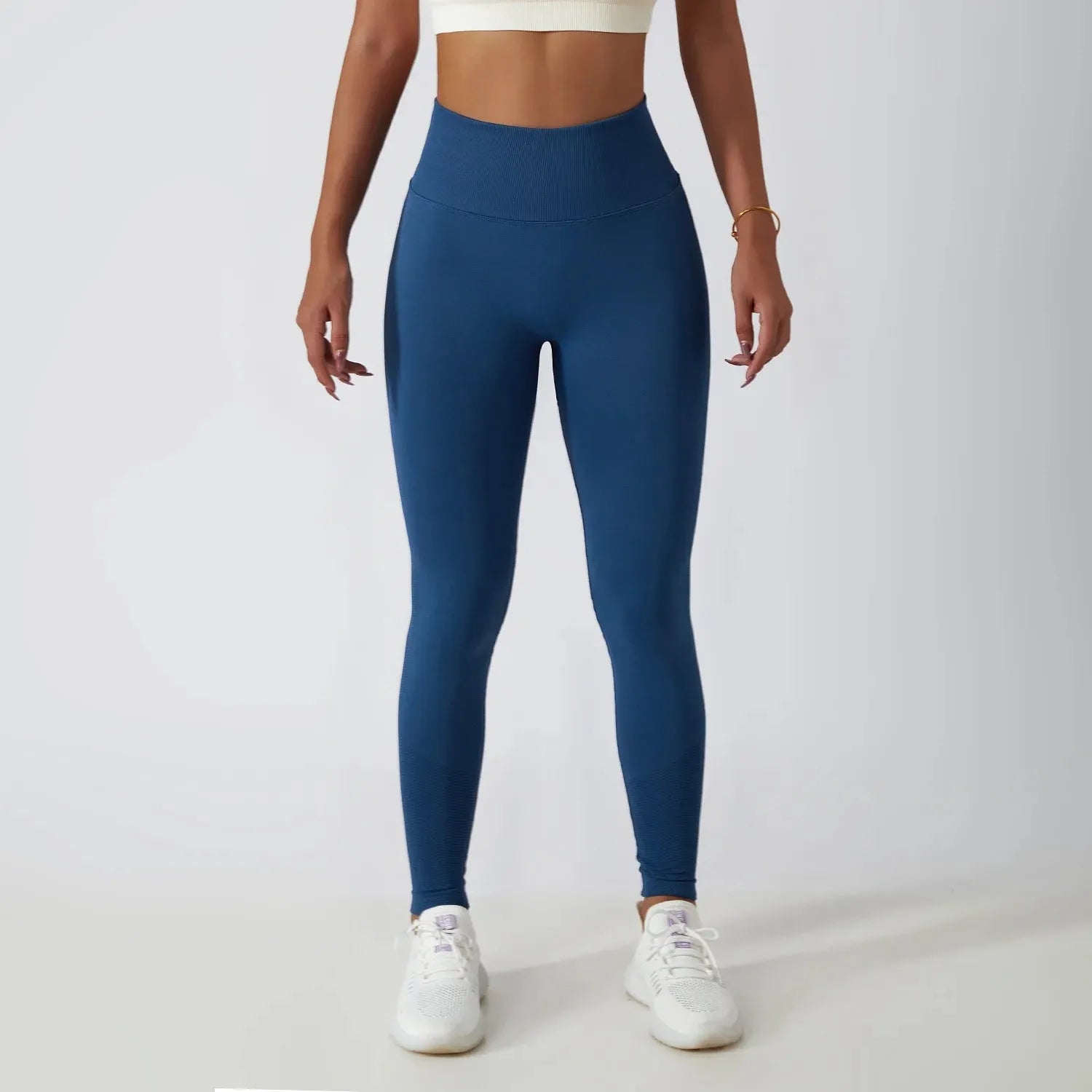 High Waist Solid Color Ribbed Seamless Yoga Pants - Women's Gym Leggings for Fitness, Running & Tummy Control - Perfect for Workouts, Yoga & Everyday Wear