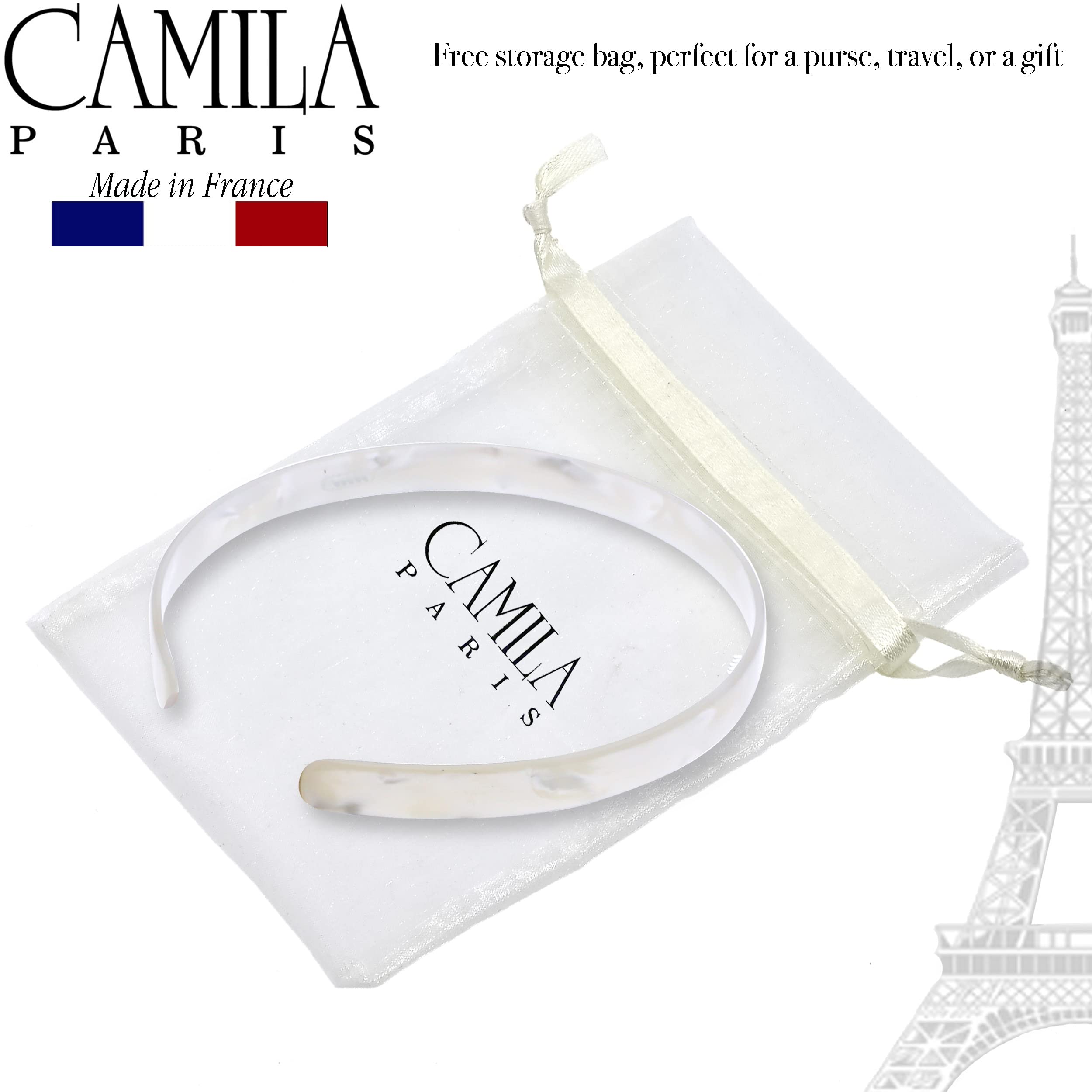 Camila Paris CP3351 French Headband for Women - Handmade White Hair Band with Strong Hold Grip | Lightweight & Flexible No-Slip Design | Durable Styling Hair Accessory Made in France | Perfect for Weddings, Work & Everyday Wear