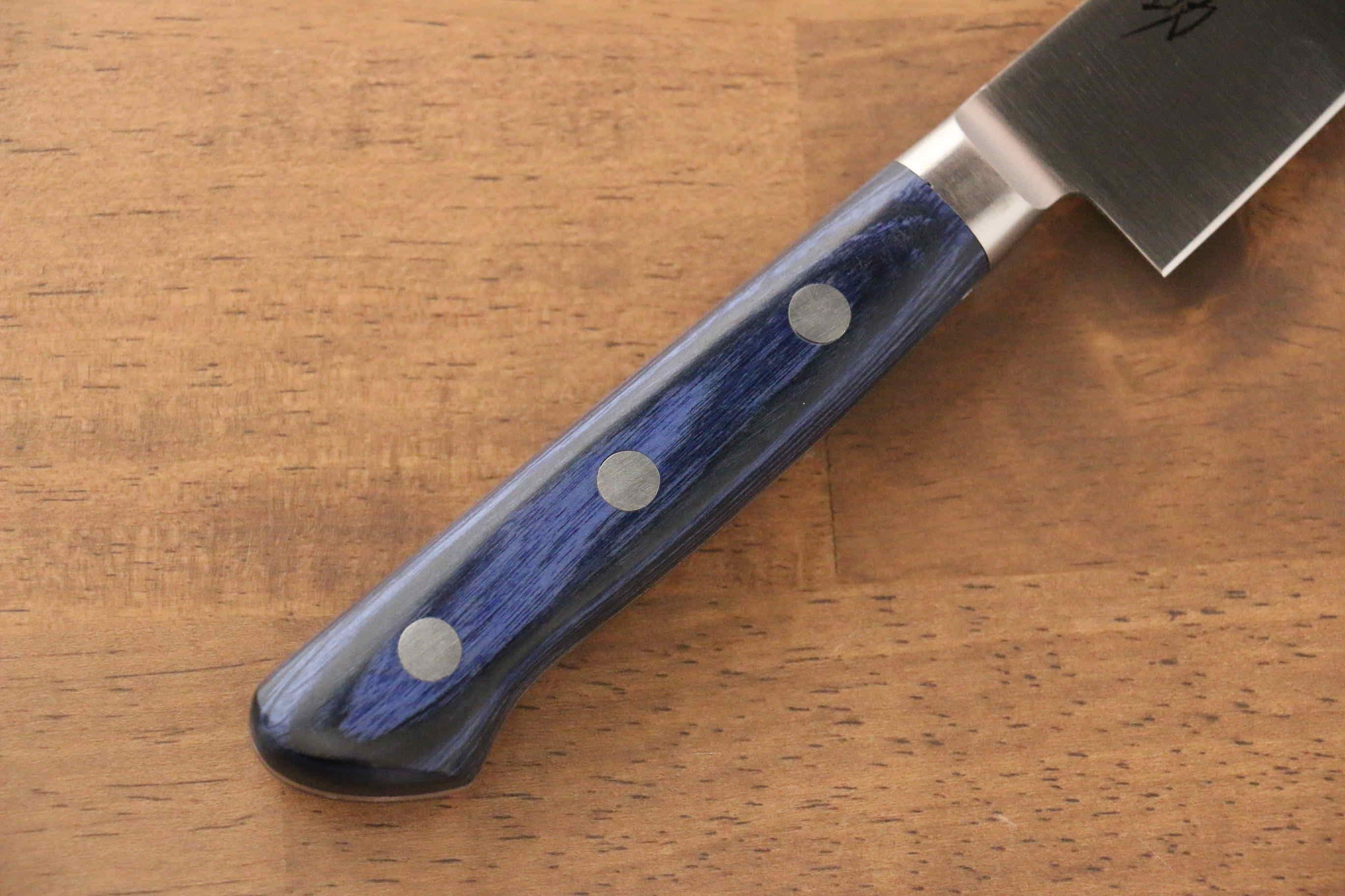 Premium Seisuke Seiten 150mm Molybdenum Petty Utility Knife - Blue Pakka Wood Handle with Protective Sheath - Ideal for Home Cooking, Sushi Prep & Professional Chefs