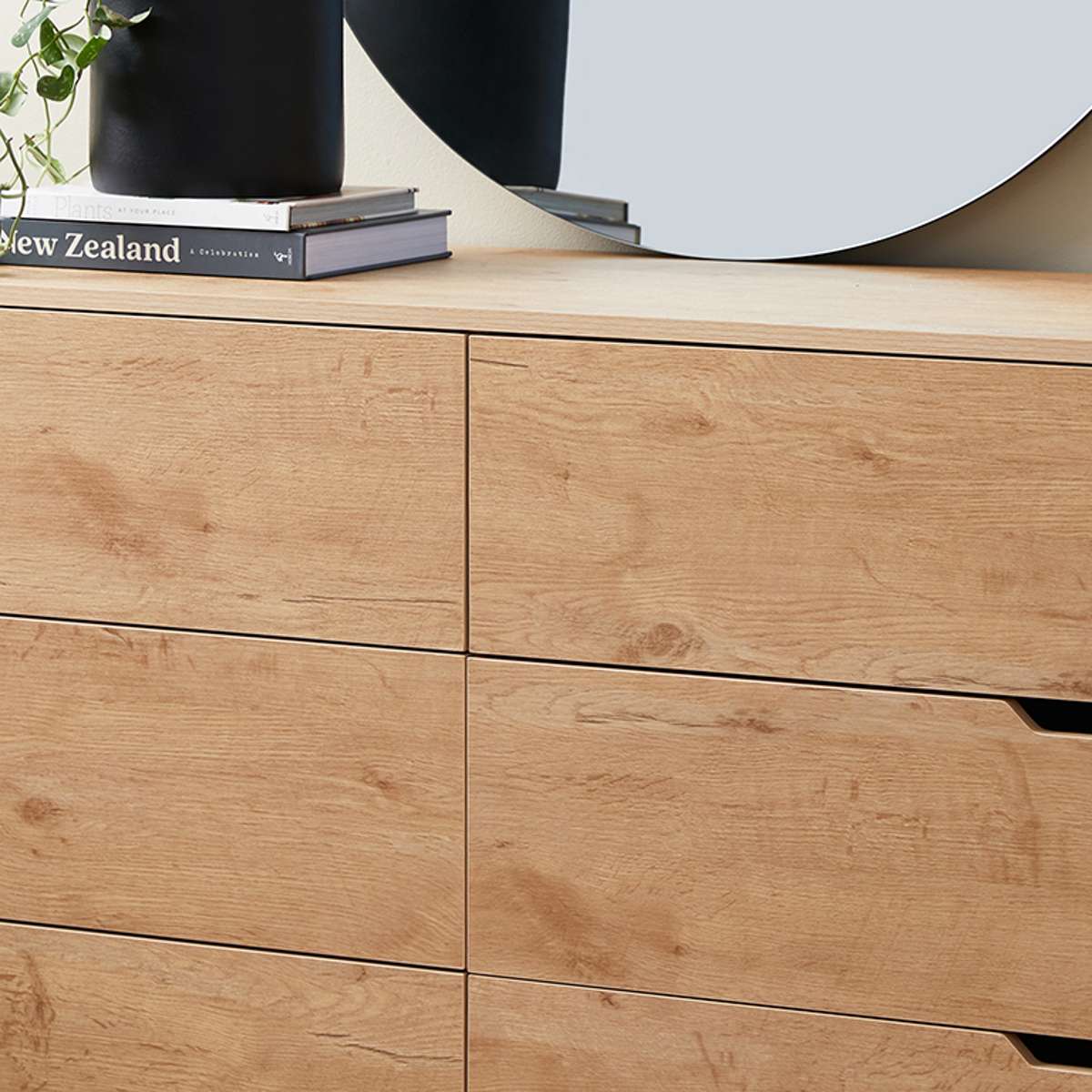 Zack 6-Drawer Natural Wood Dresser - Stylish and Spacious Storage for Bedroom, Living Room, or Office Organization