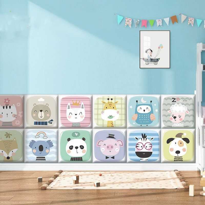 Soft Baby Farm Animal Wall Padded Safety Cushions for Kids - Nursery Decor, Playroom Protection & Toddler Safety Bumpers (Set of 4) - Perfect for Daycare, Bedroom & Play Areas