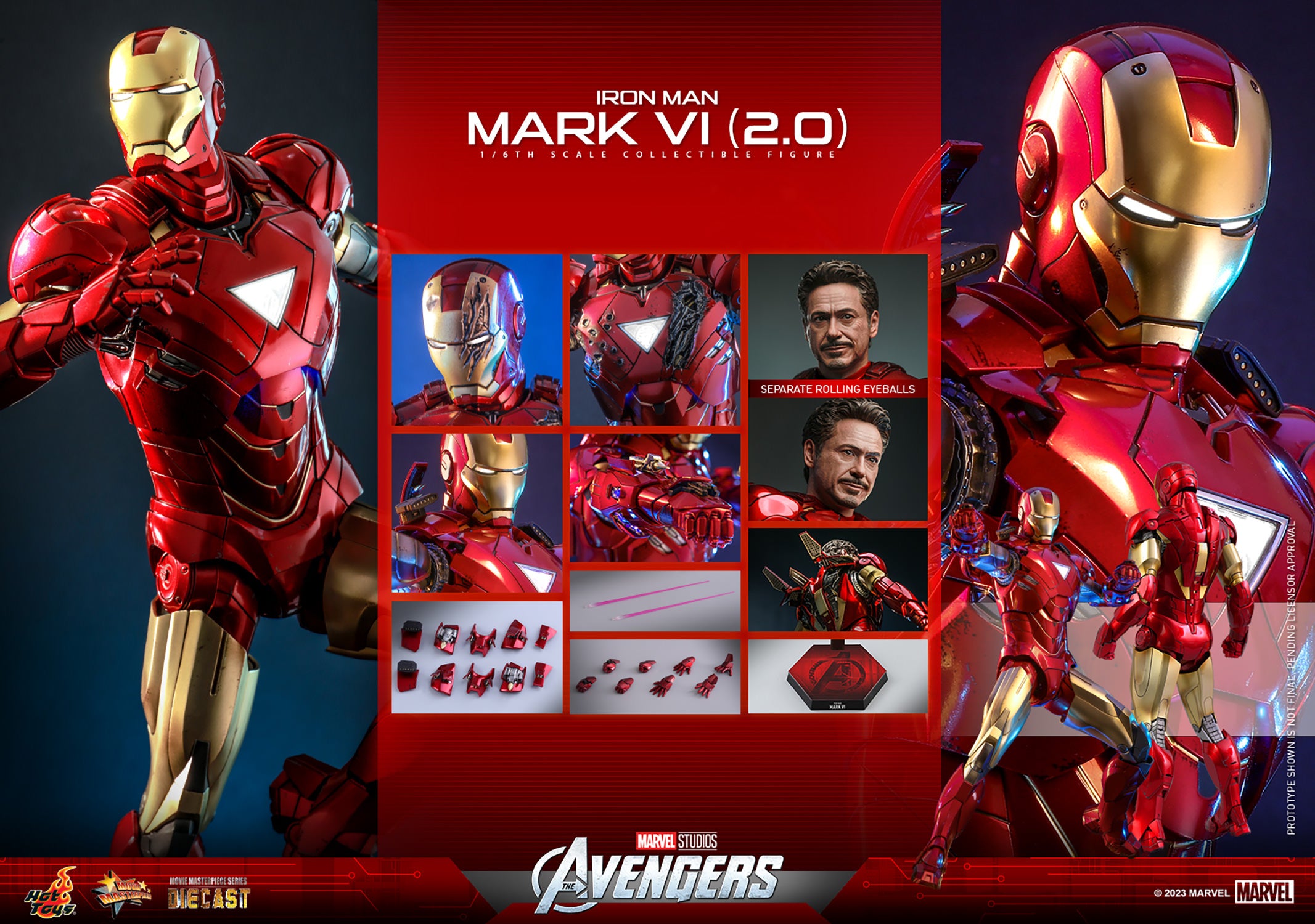 Hot Toys Marvel Avengers Iron Man Mark VI (2.0) Diecast 1/6 Scale 12