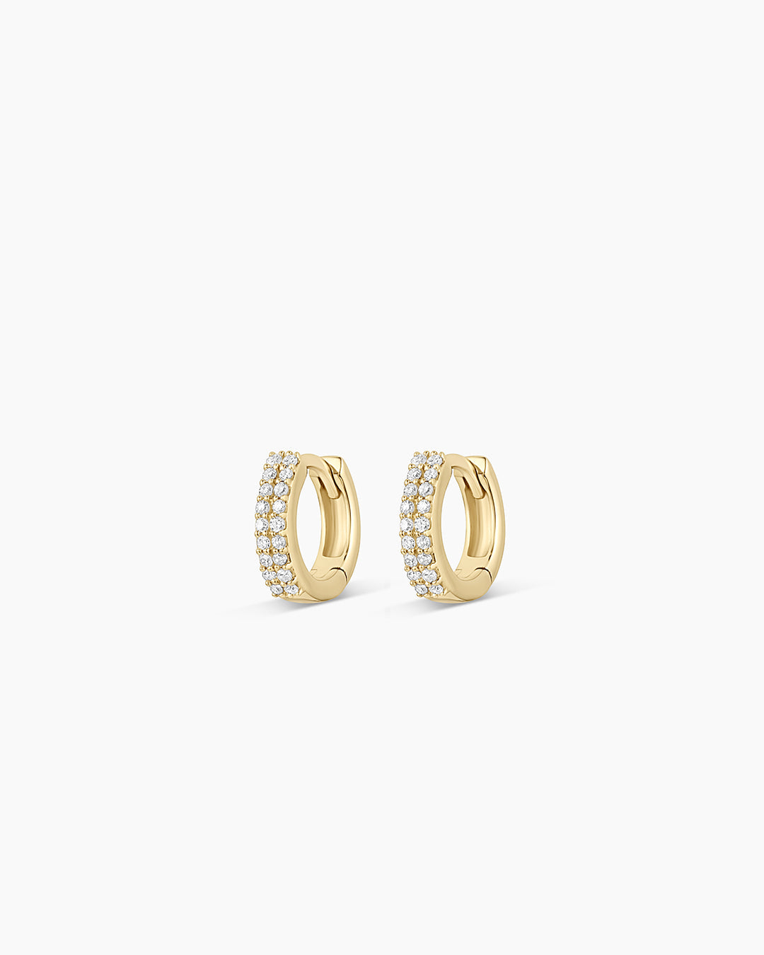Diamond Double Down Huggies Earrings - Elegant Gold Plated Hoop Earrings for Women, Perfect for Parties, Weddings & Daily Wear