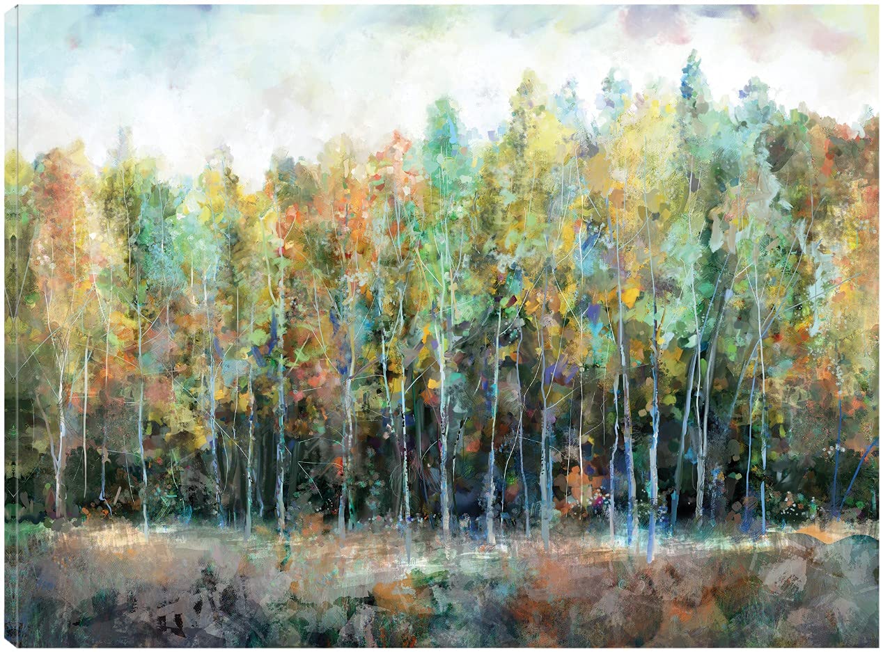 Prismatic Treeline Canvas Wall Art - Modern Fine Art Painting for Home & Office Decor - Ready to Hang 56x42 Inches - Perfect for Living Room, Bedroom, Bathroom, Kitchen, Office, Bar & Dining Room - Adds Elegance to Any Space