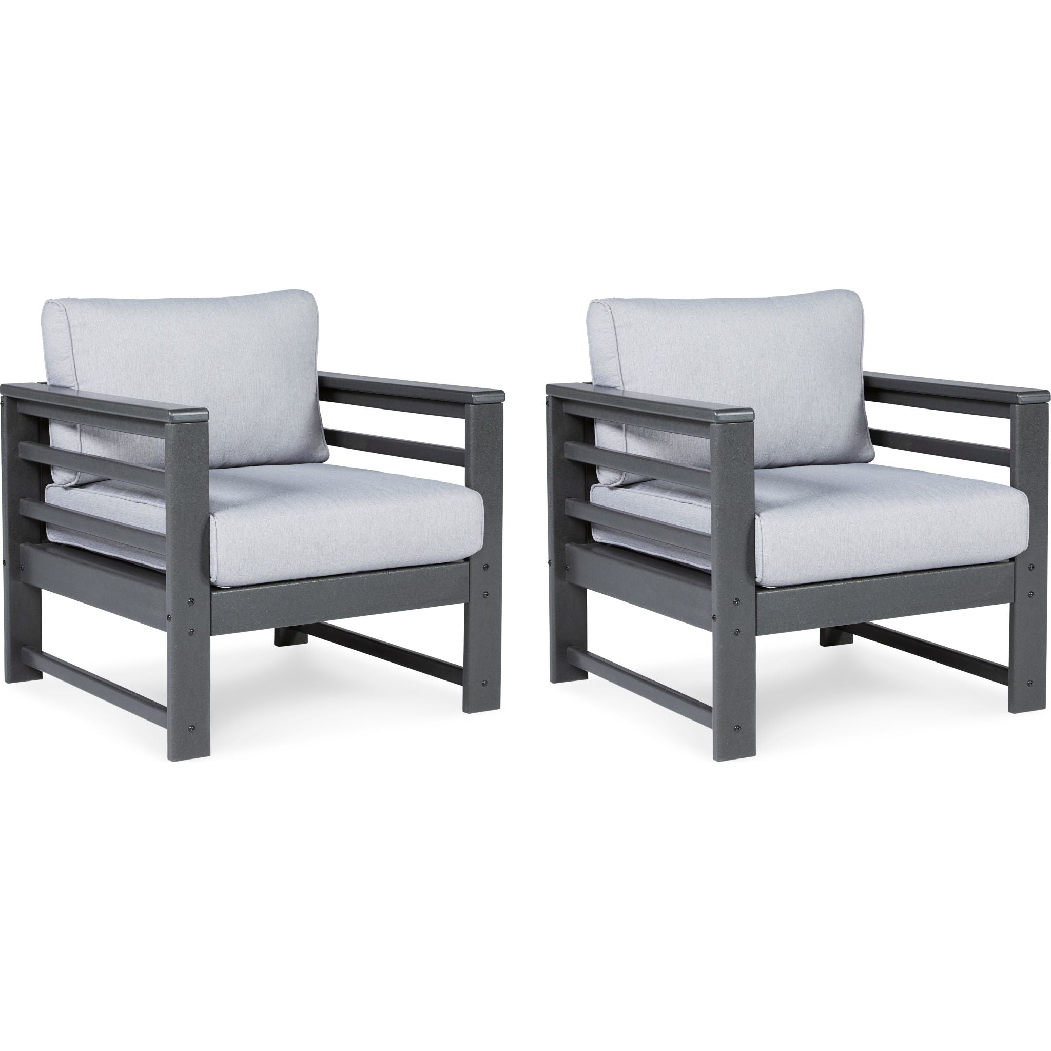 Amora Outdoor Lounge Chair with Cushion (Set of 2) - Water-Resistant, Foldable Patio Furniture for Poolside, Garden & Backyard Relaxation - Charcoal Gray