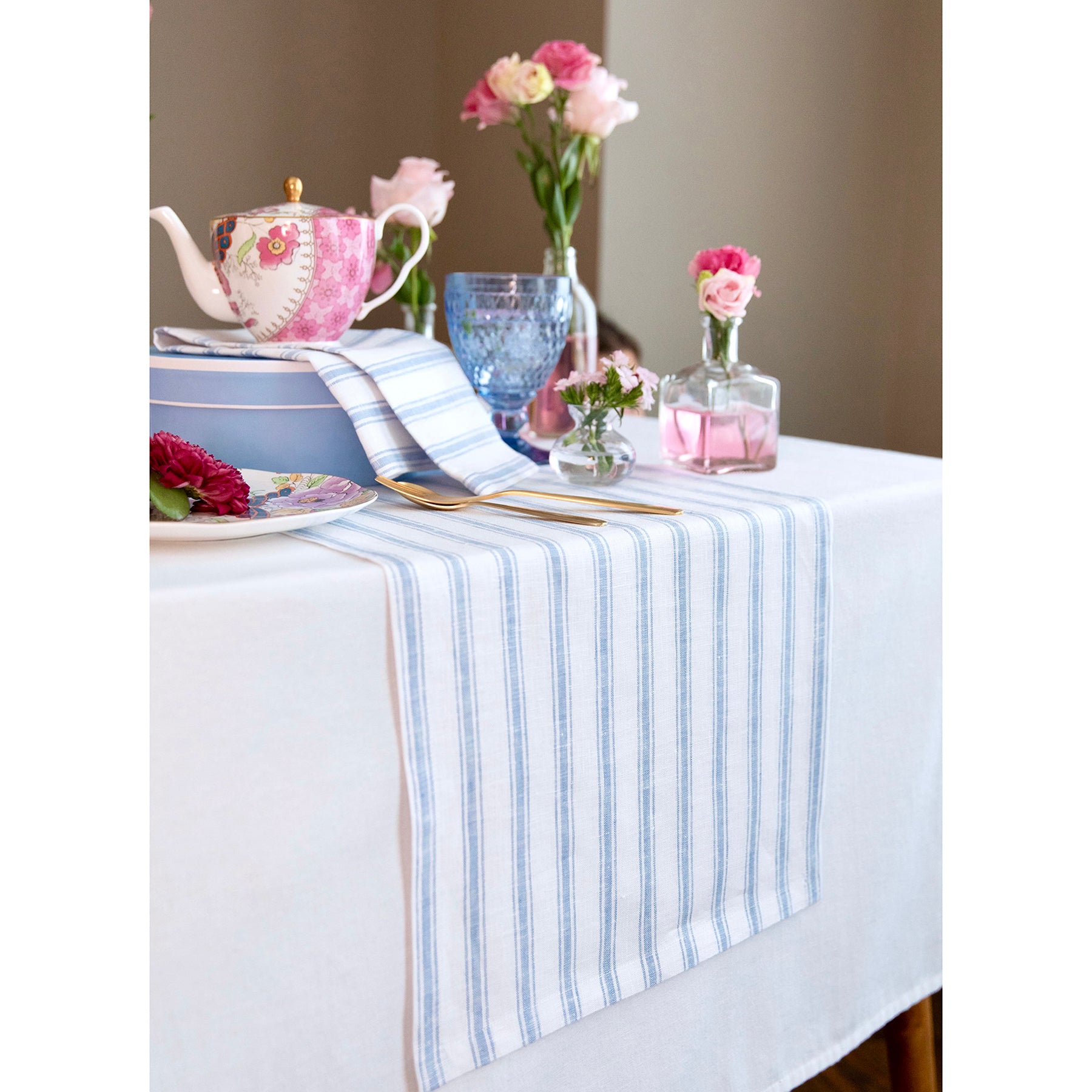 Stylish Capri Ticking Stripe Table Runner - Cotton Farmhouse Decor for Dining Room, Kitchen, or Wedding Party Decorations