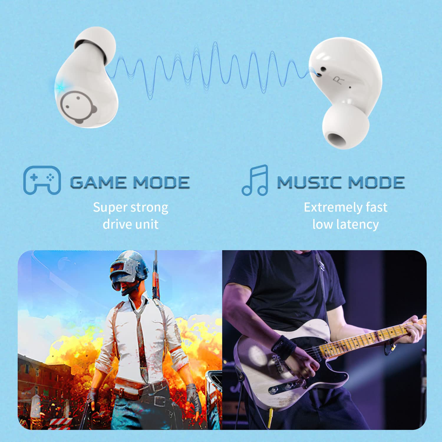 Panda Bluetooth Earbuds Wireless, IPX5 Waterproof Sports Earphones with Charging Case, Bass Sound & Touch Control, Built-in Mic for Calls - Perfect for Running, Gym, Workout & Daily Use