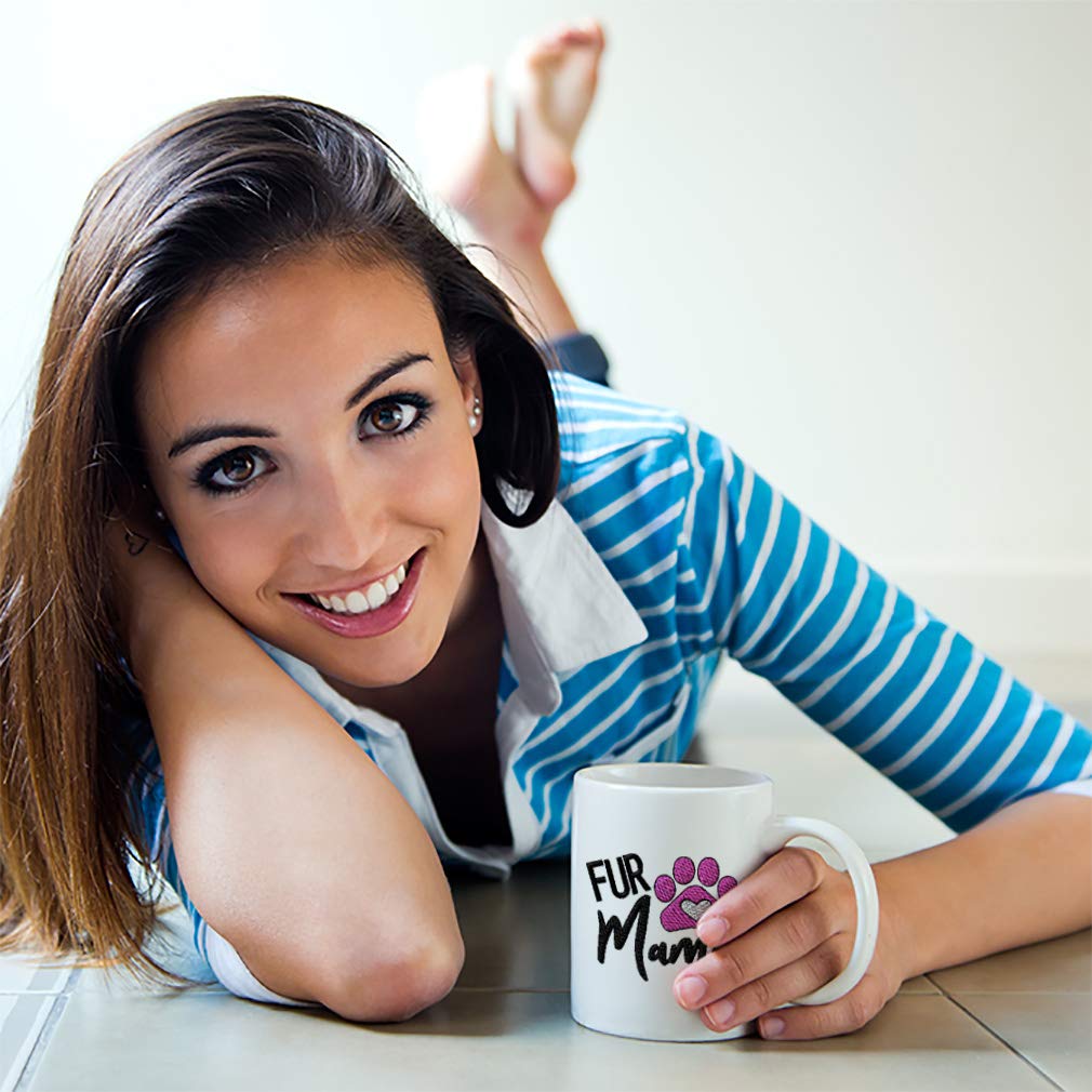 Funny Ceramic Coffee Mug with Paw Print - 11oz Cute Pink & White Tea Cup for Cat Lovers - Perfect Gift for Pet Moms & Coffee Lovers at Home or Office