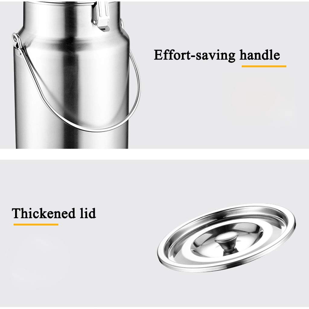 Premium 304 Stainless Steel Milk Can & Wine Pail with Sealed Lid - 5 Gallon Food Grade Storage Container with Ergonomic Handle & Stable Base - Ideal for Dairy Farm, Winery, Home Brewing & Commercial Liquid Storage