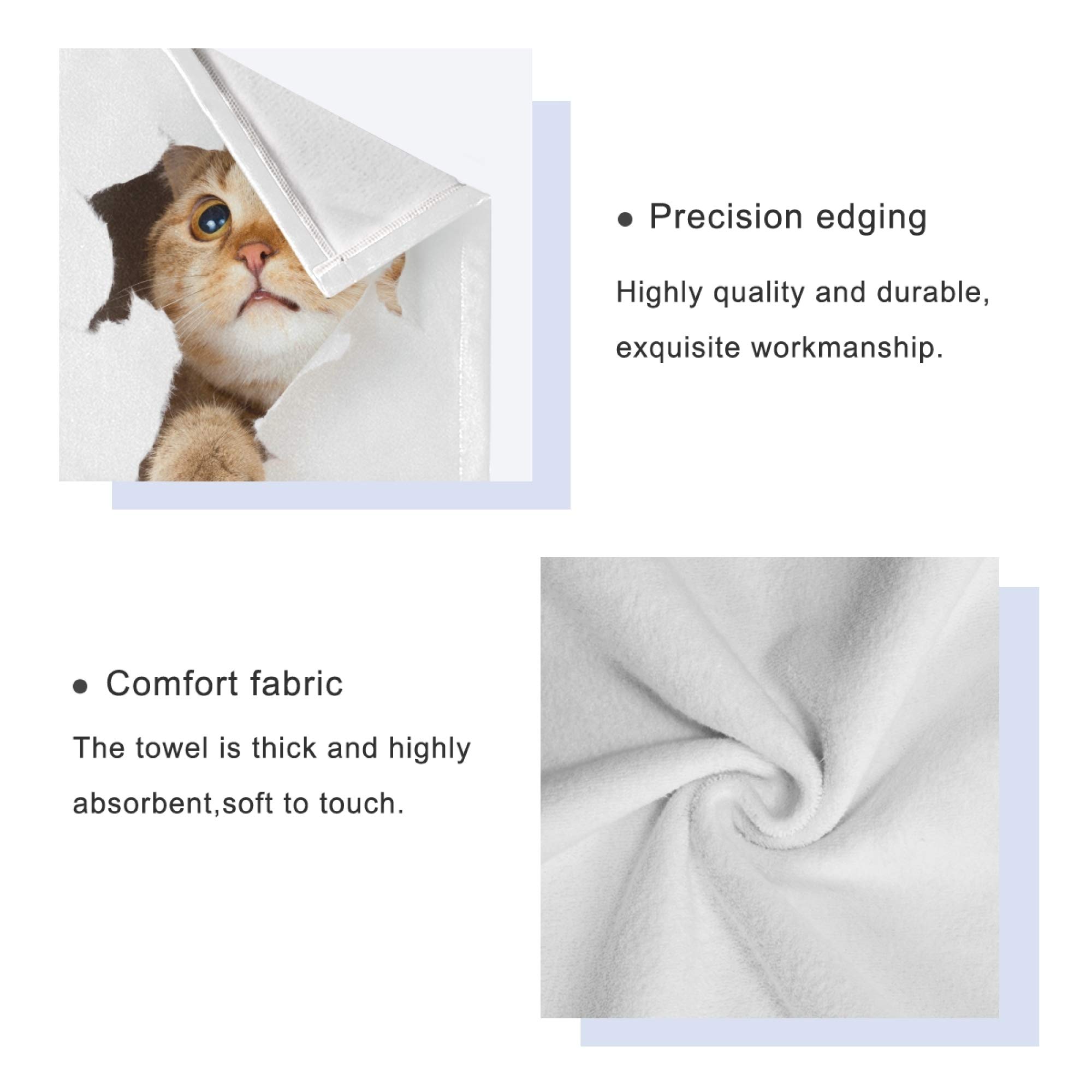 Premium 3-Piece Cat Towel Set - Super Soft & Absorbent Bath, Hand & Washcloth Set with Adorable Red Kitten Design | Quick-Drying Bathroom Towels for Kids, Teens & Cat Lovers (Perfect for Bath, Spa & Home Decor)