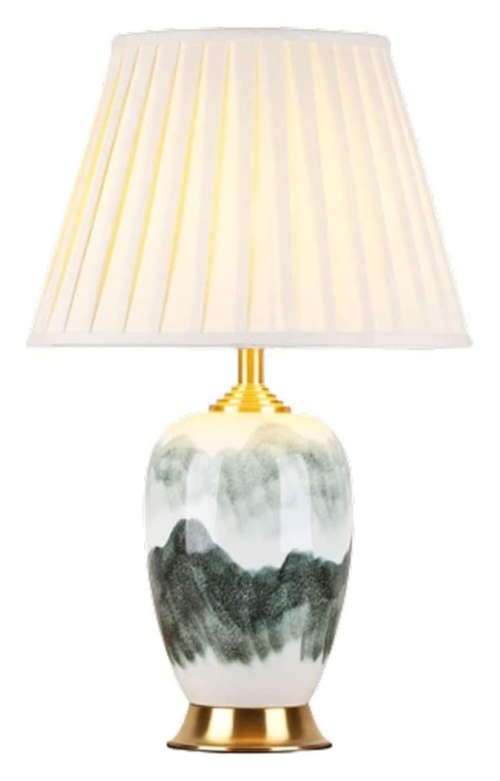 Rustic White Ceramic Table Lamp with Fabric Drum Shade - Country Style Bedside & Desk Lighting for Bedroom, Home Office, Nightstand - Perfect for Reading & Cozy Home Decor (Size B)