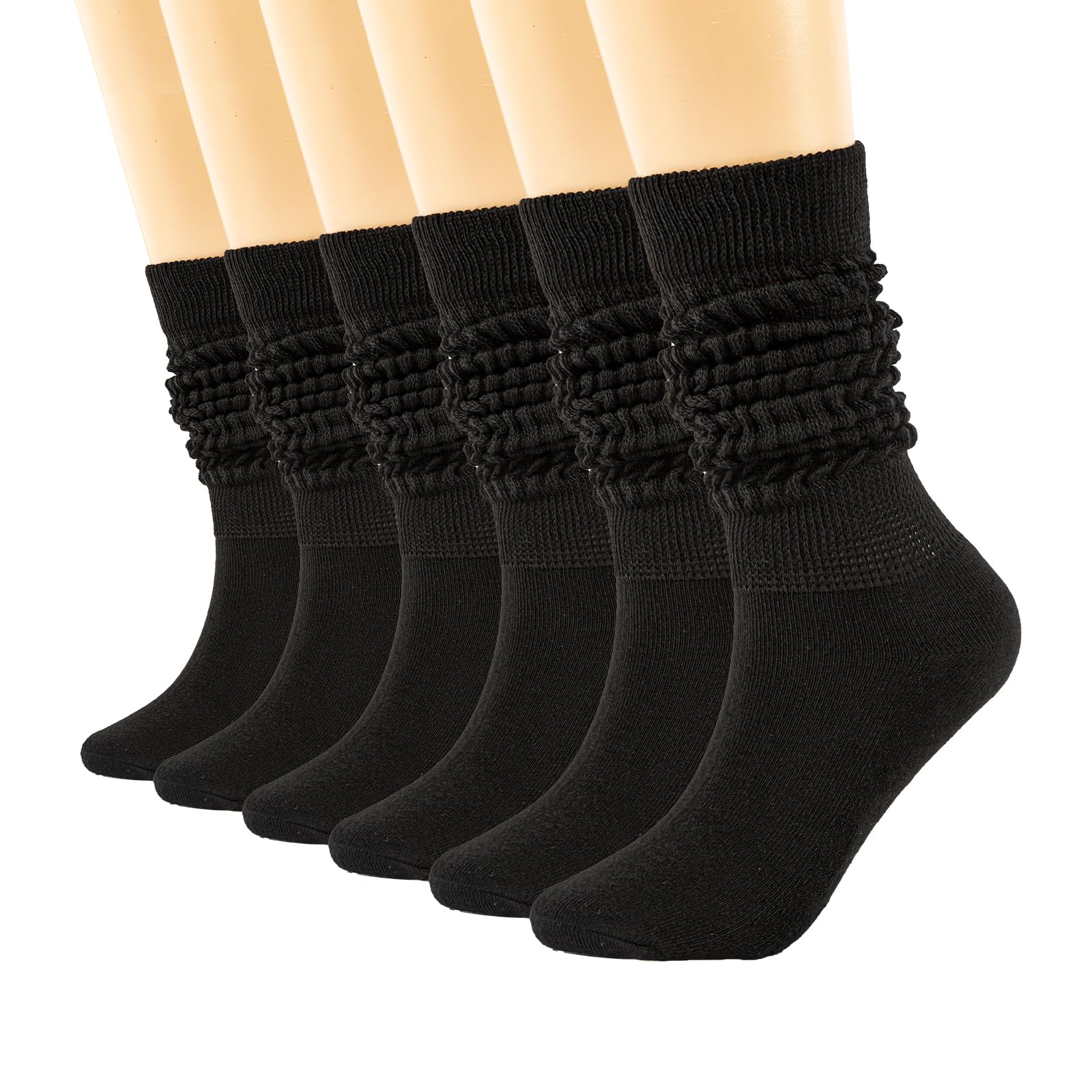 Women's Slouch Socks - 3 Pairs Long Knee High Scrunch Boot Socks for Women Size 5-11 | Thin & Comfortable Casual Socks for Spring & Summer | Perfect with Boots, Sneakers or Dresses